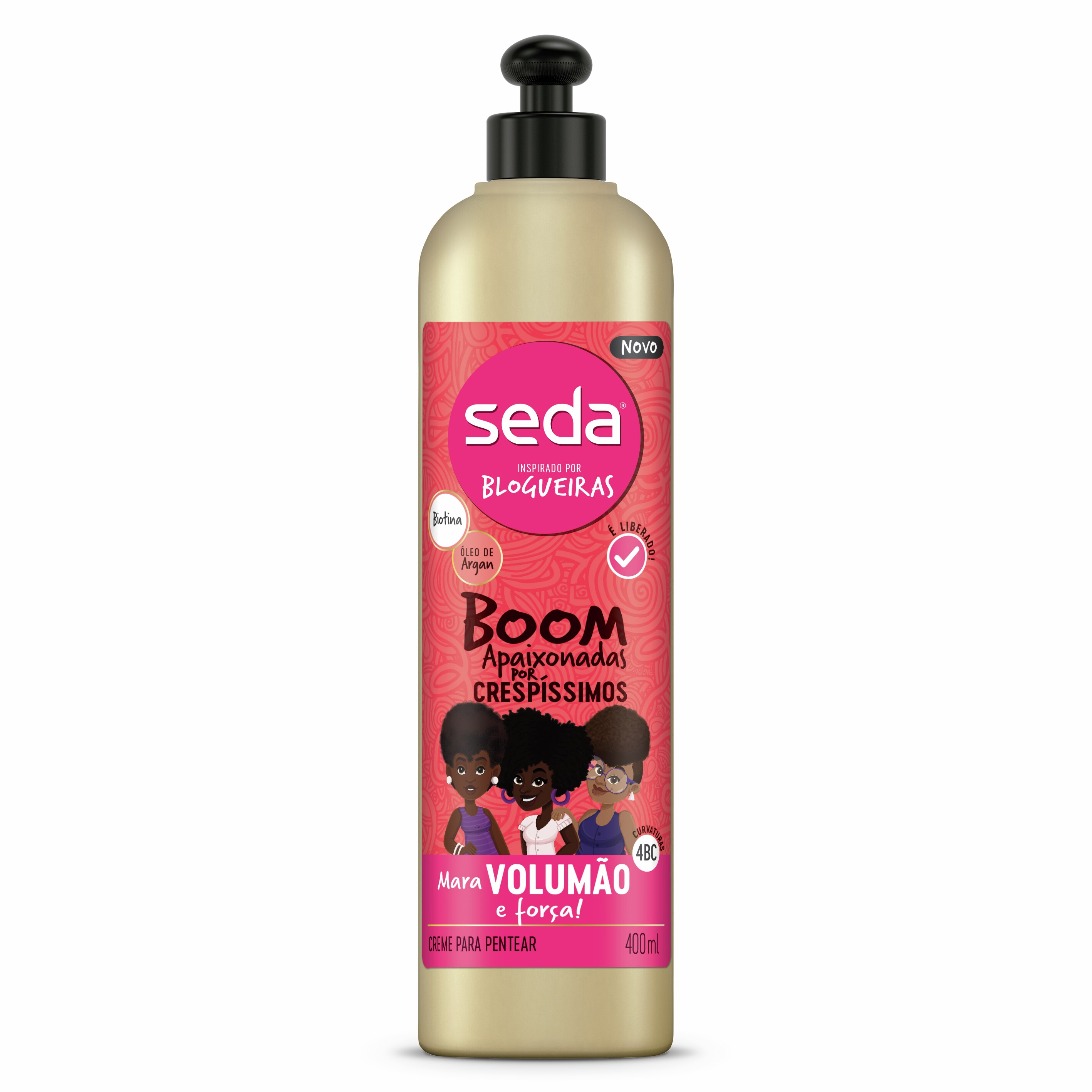 Uma imagem frontal da embalagem de Creme para Pentear Seda Boom Apaixonadas por Crespíssimos 400ml