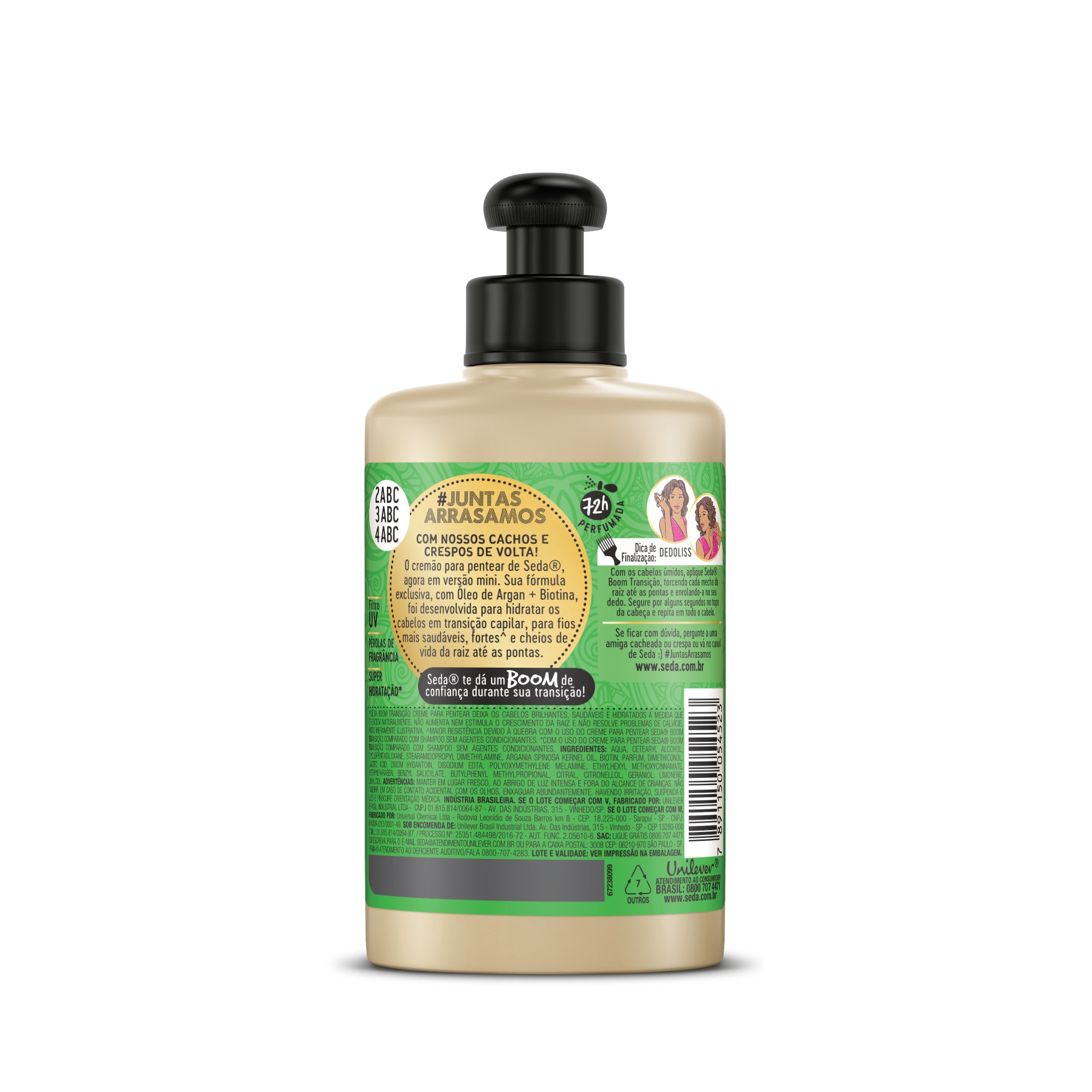 Uma imagem traseira da embalagem de Creme para Pentear Seda Boom Transição 295ml