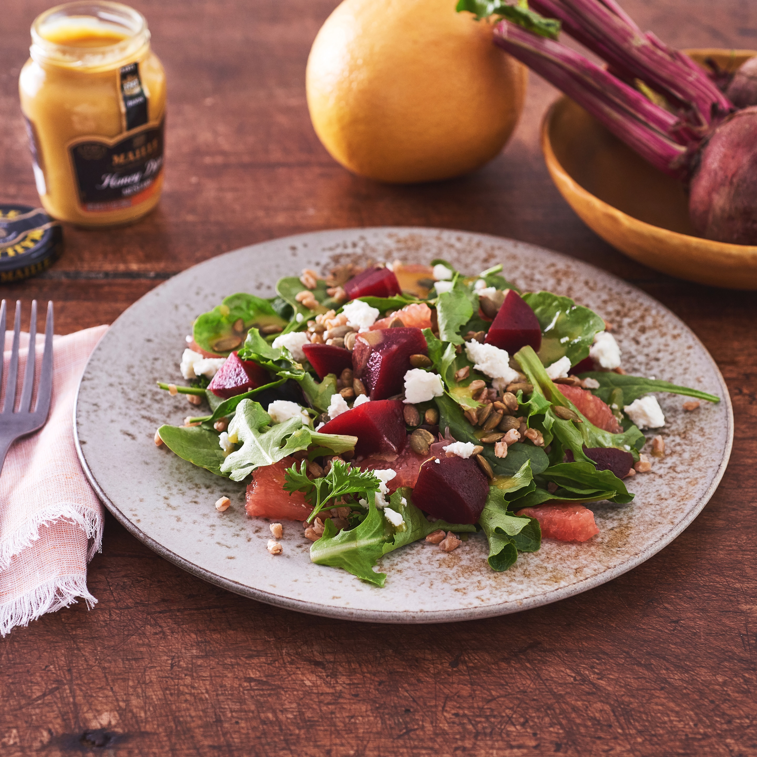 Pink Grapefruit &amp; Beet Salad with Greens