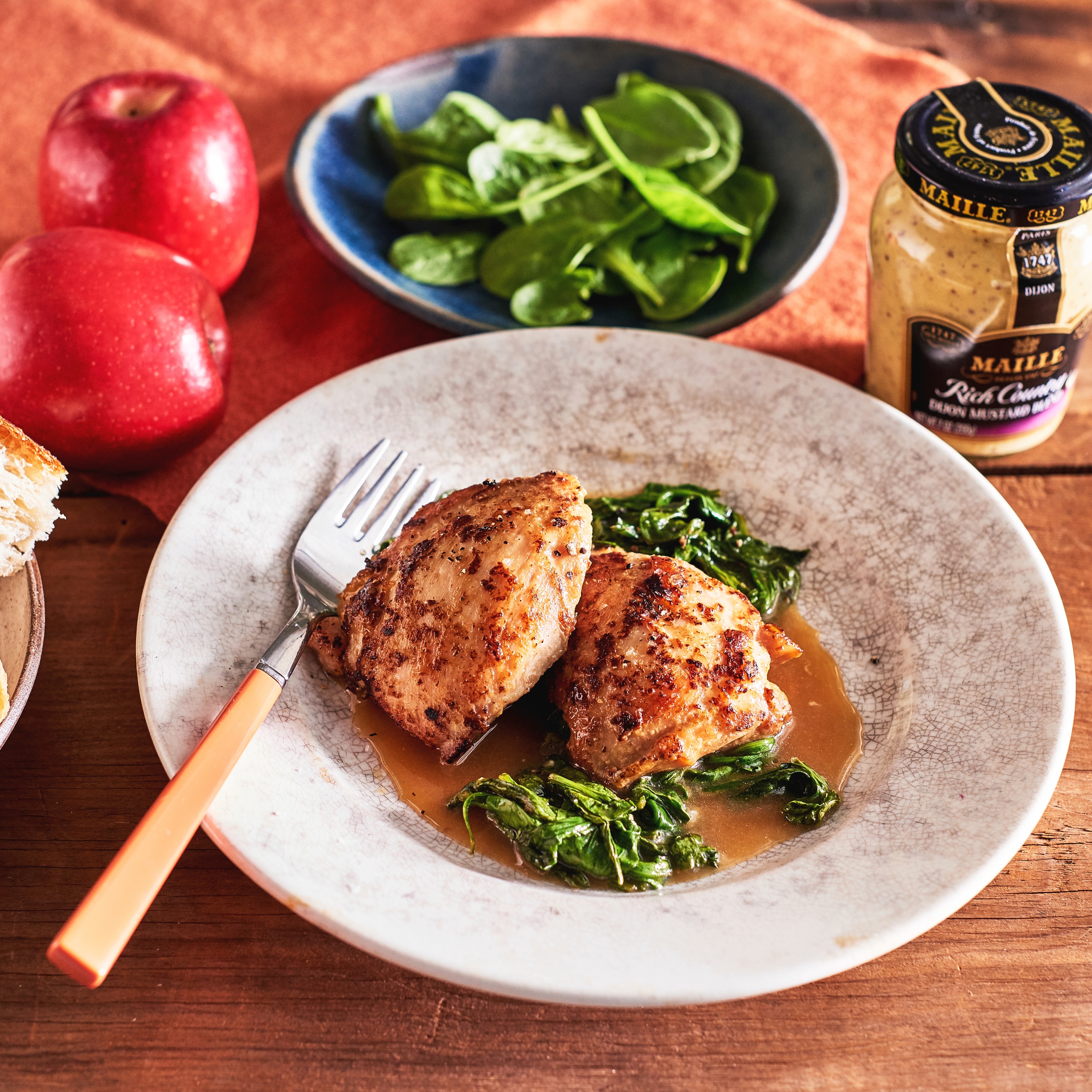 Cider Braised Chicken over Greens