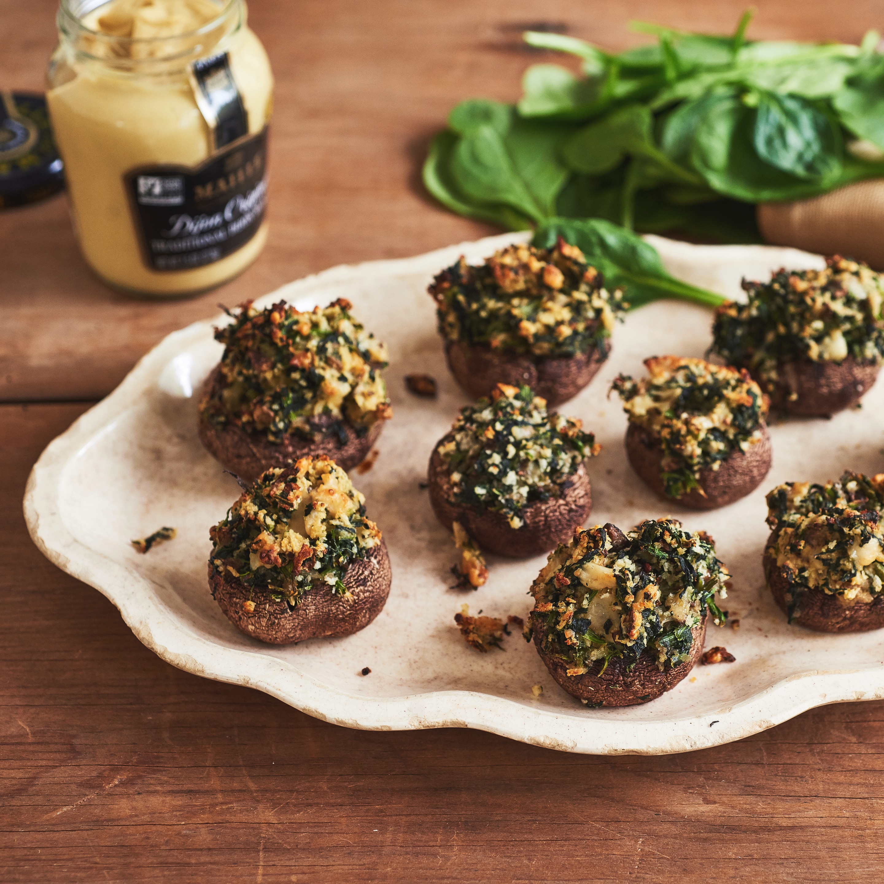 Plant Based Stuffed Mushrooms with Spinach