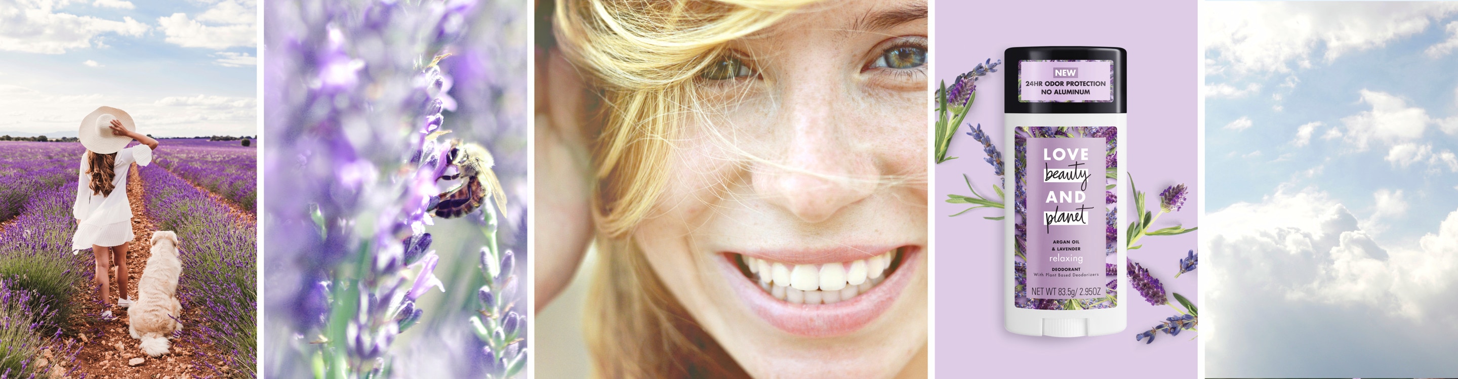 Header Image Love Beauty and Planet Argan Oil Aluminum Free Deodorant Featuring Woman Smiling