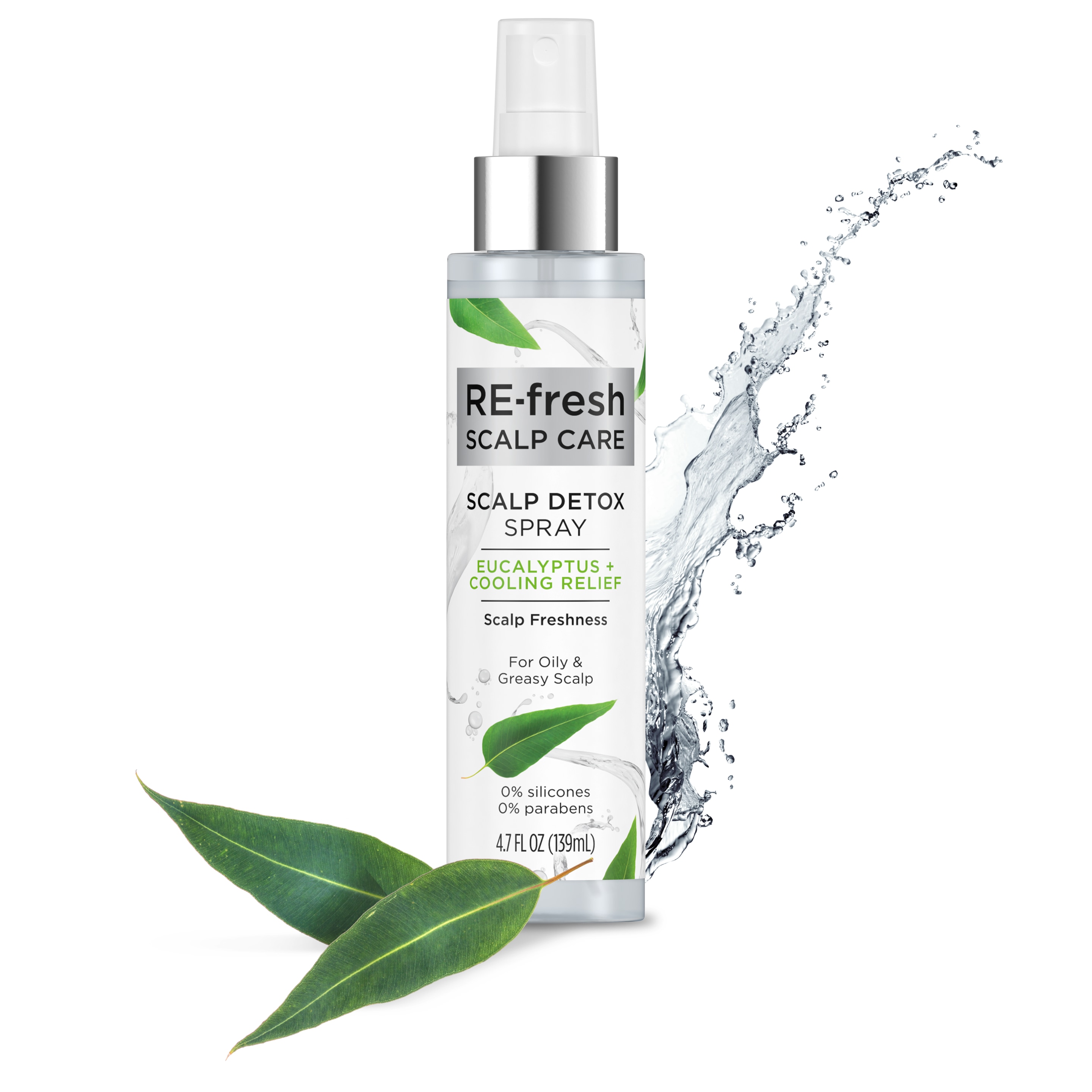 Front of treatment pack RE-fresh Eucalyptus + Cooling Relief detox spray