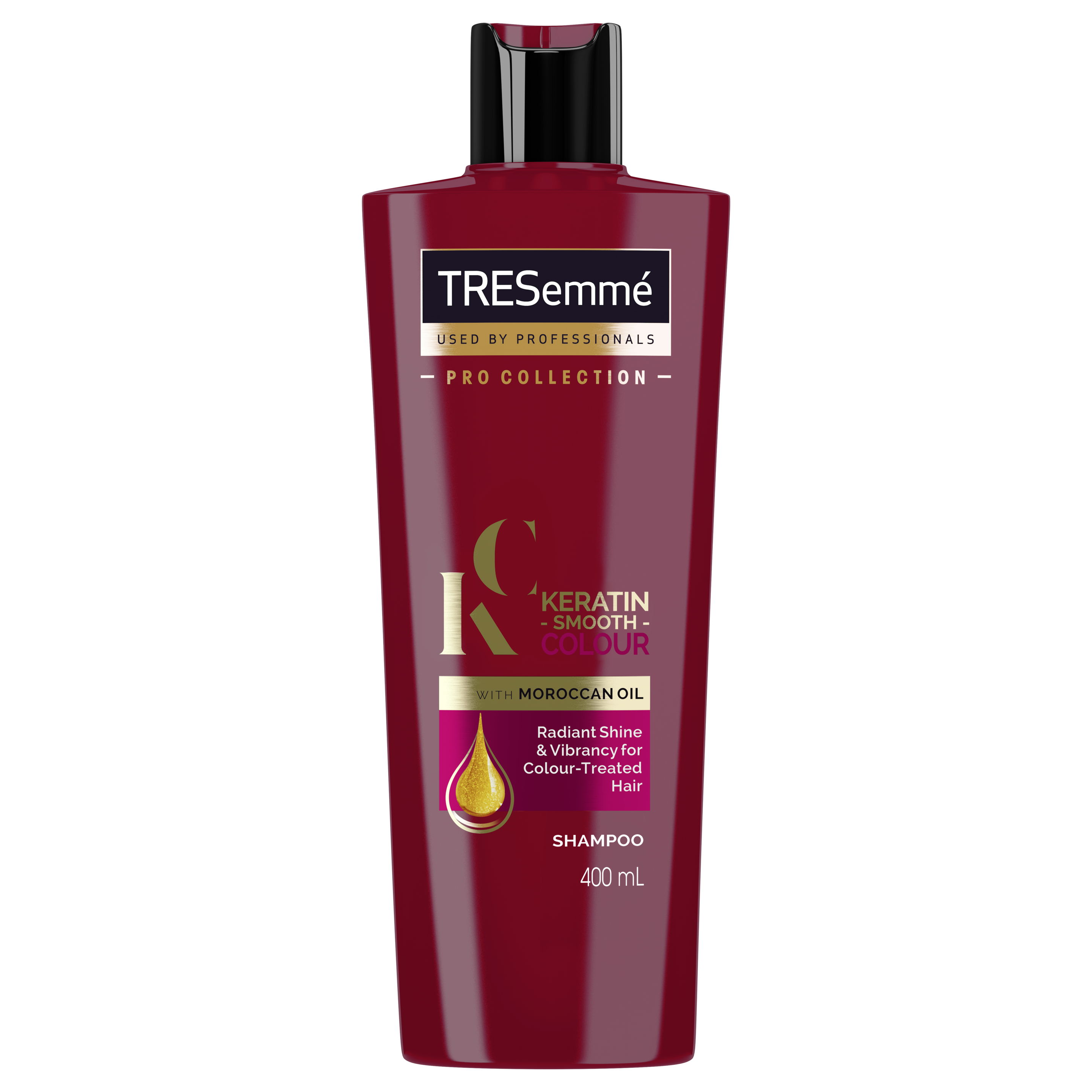 A 400ml bottle of TRESemmé Keratin Smooth Colour Shampoo front of pack image
