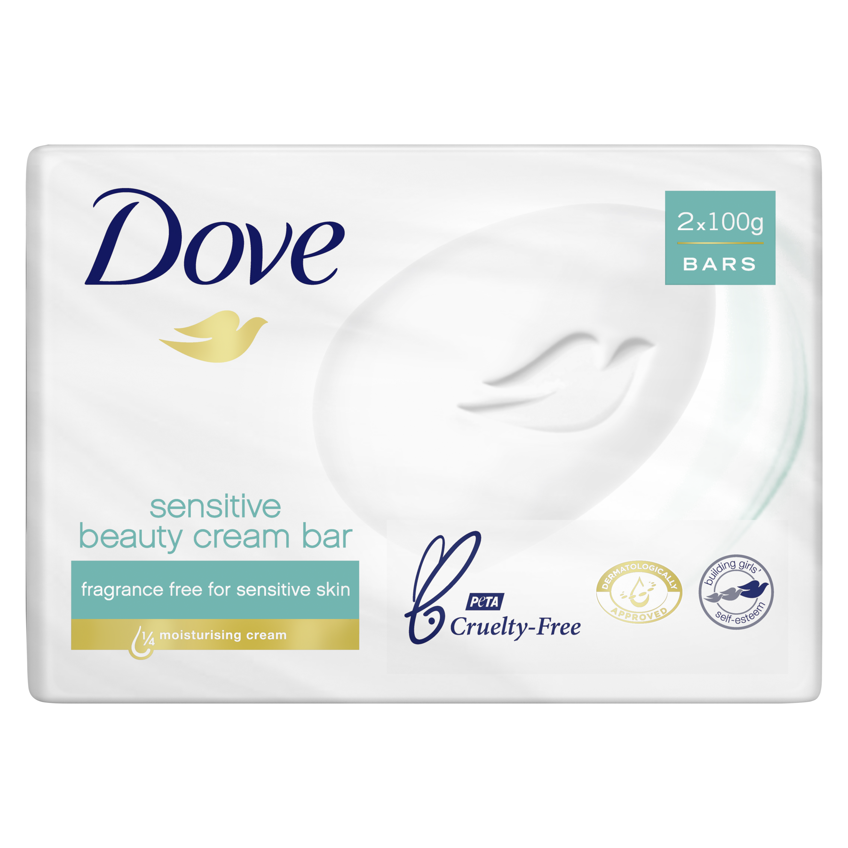 Dove Sensitive Beauty Cream Bar 2x100g Text