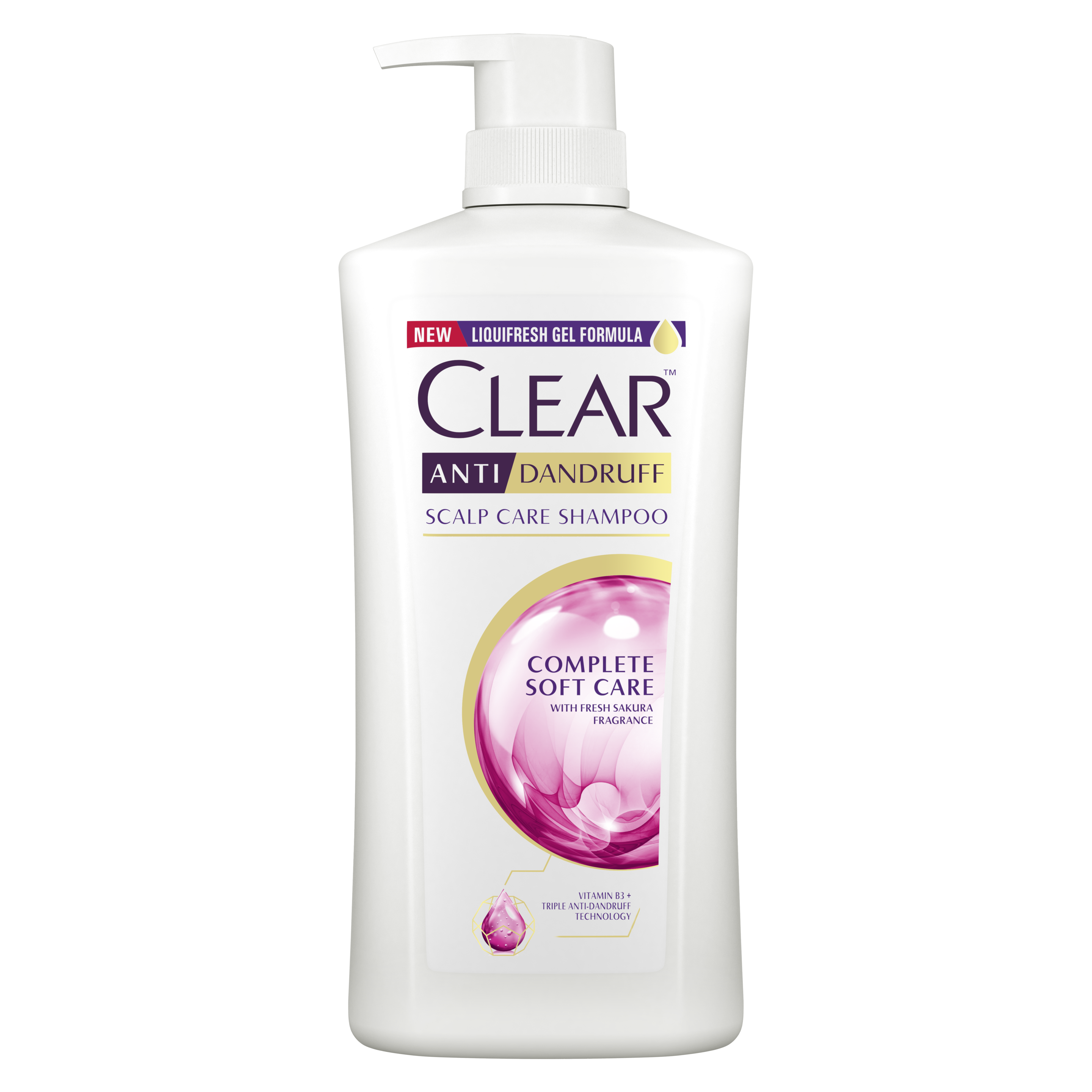 Front of shampoo pack Clear Complete Soft Care Anti dandruff Shampoo 650ml