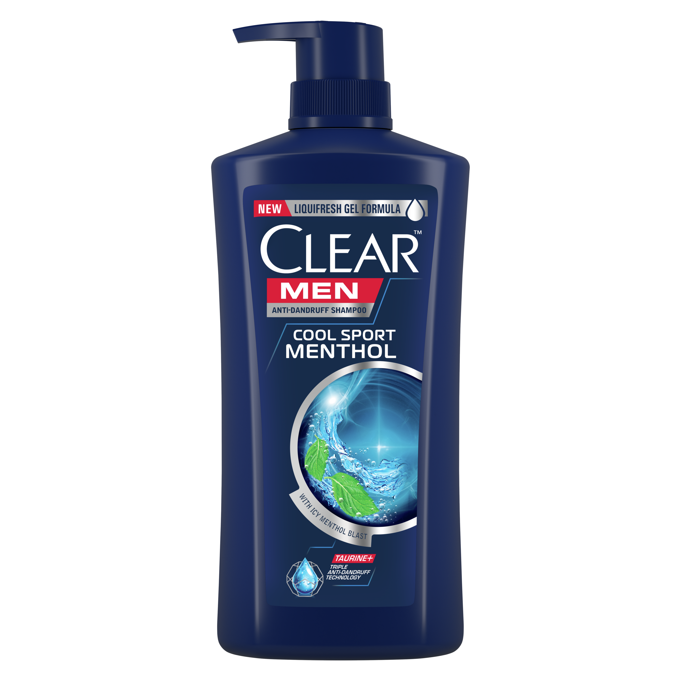 Front of shampoo pack Clear Cool Sport Menthol Anti dandruff Shampoo 650ml Text