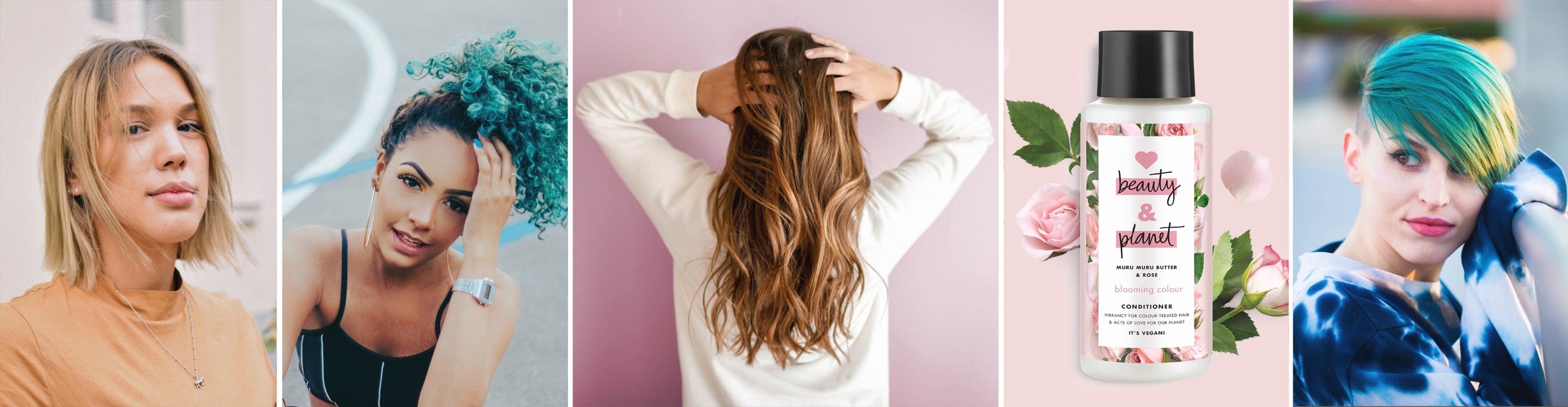 Balayage vs ombre hairstyles: Header Image of Woman with Wavy Hair and Love Beauty and Planet Conditioner