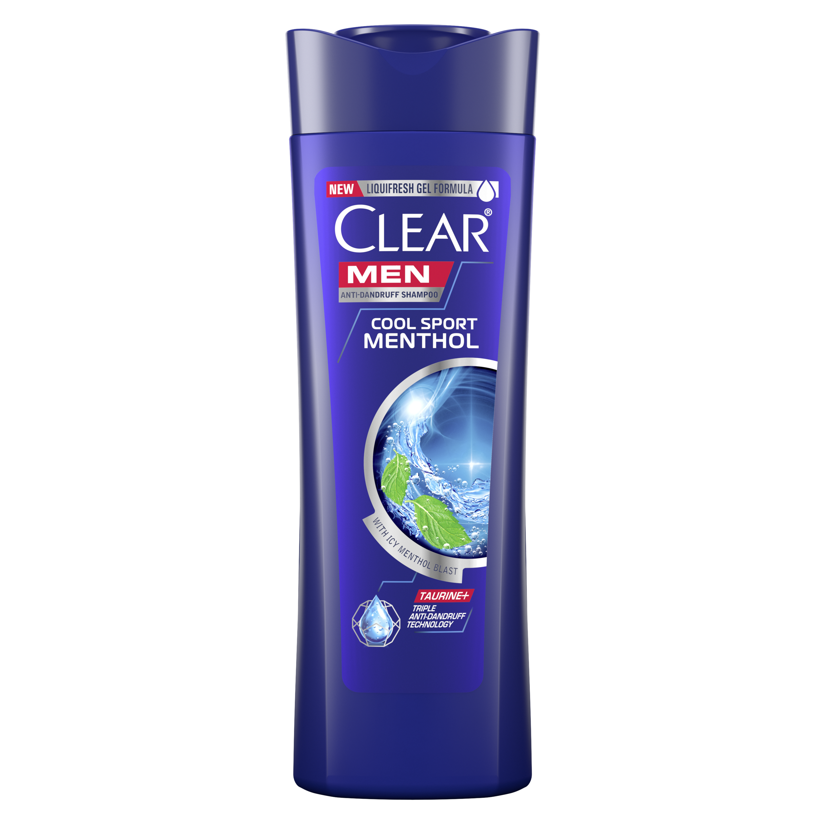 Front of shampoo pack Clear Cool Sport Menthol Anti dandruff Shampoo 70ml Text