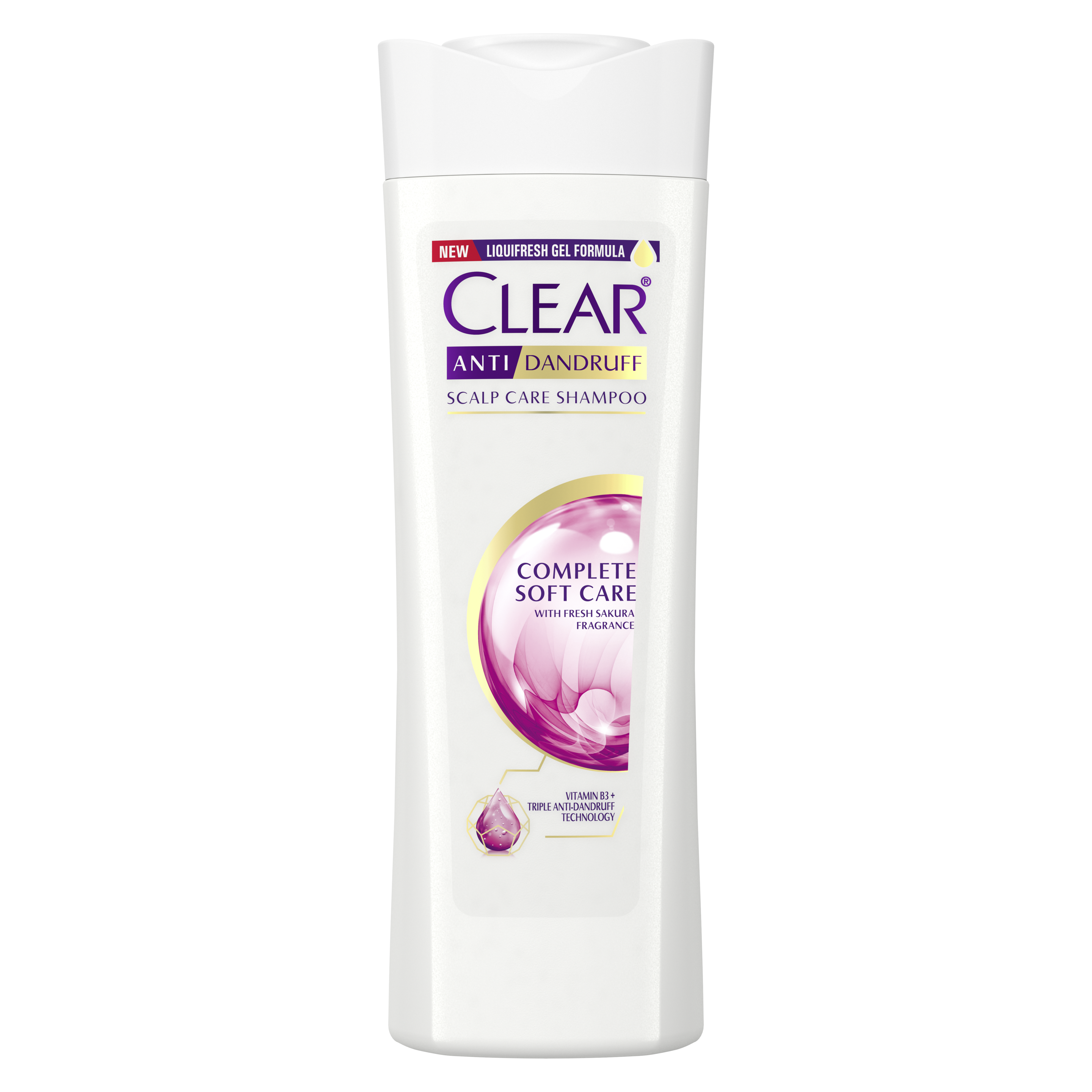 Front of shampoo pack Clear Complete Soft Care Anti dandruff Shampoo 70ml Text