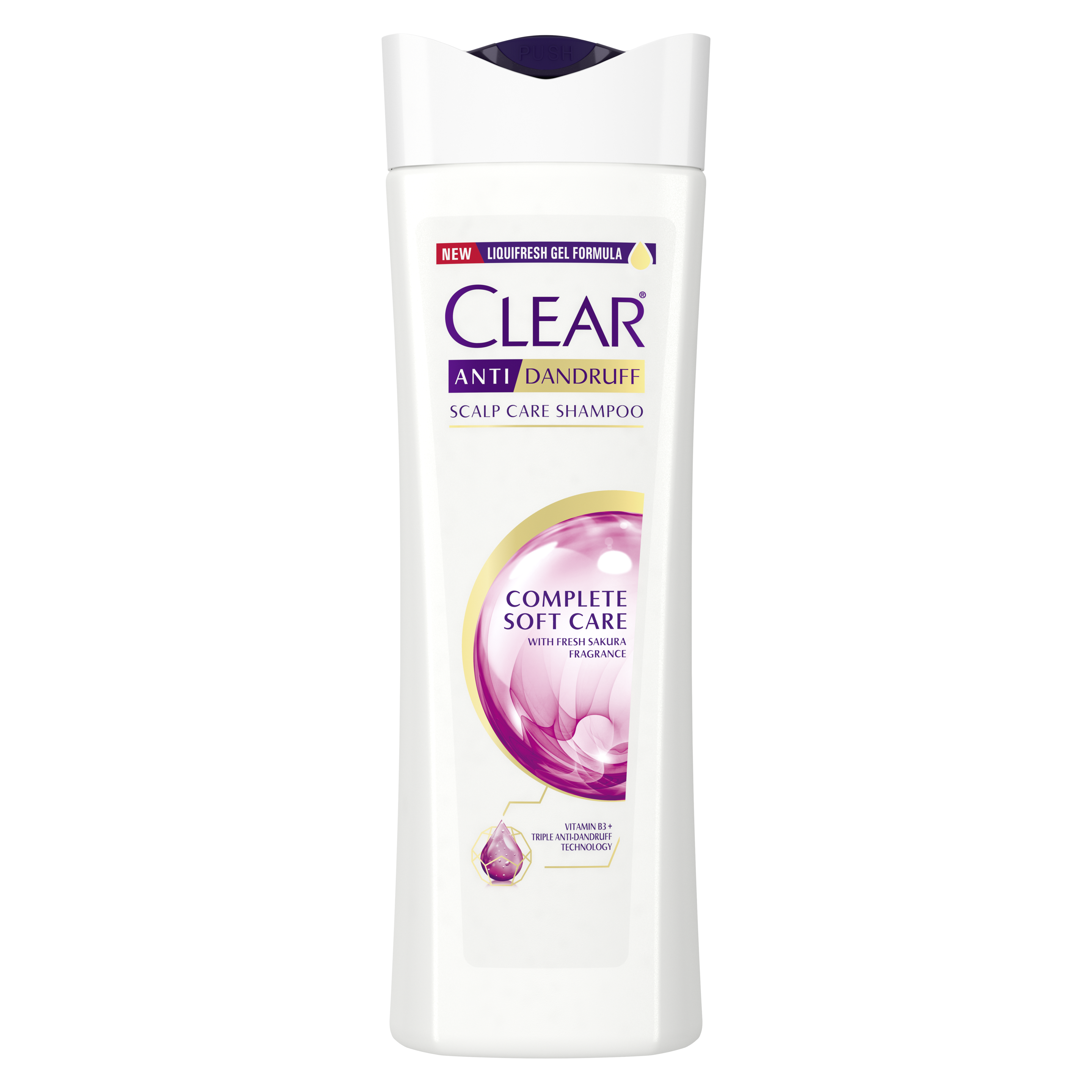 Front of shampoo pack Clear Complete Soft Care Anti dandruff Shampoo 320ml