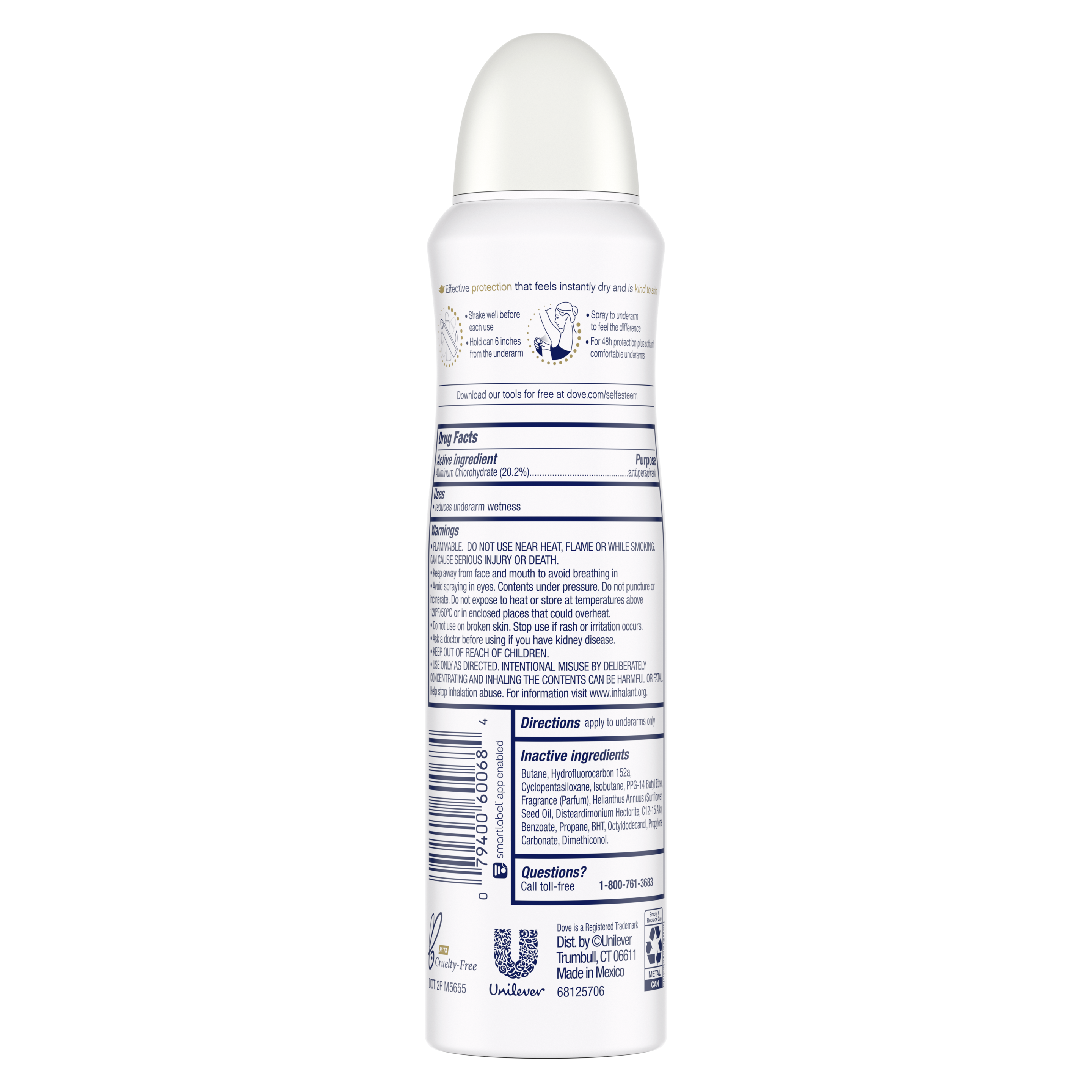 Dove Dry Spray Antiperspirant Deodorant Caring Coconut 3.8oz