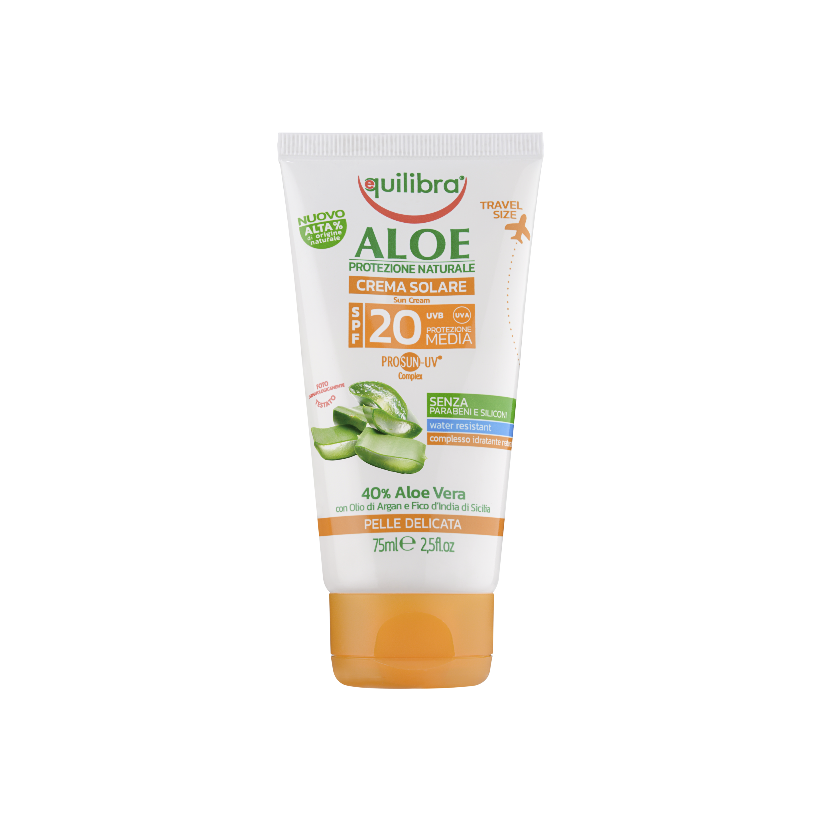 Aloe Crema Solare Spf 20 Minitaglia Equilibra<sup>®</sup>  - Tubo da 75 ml