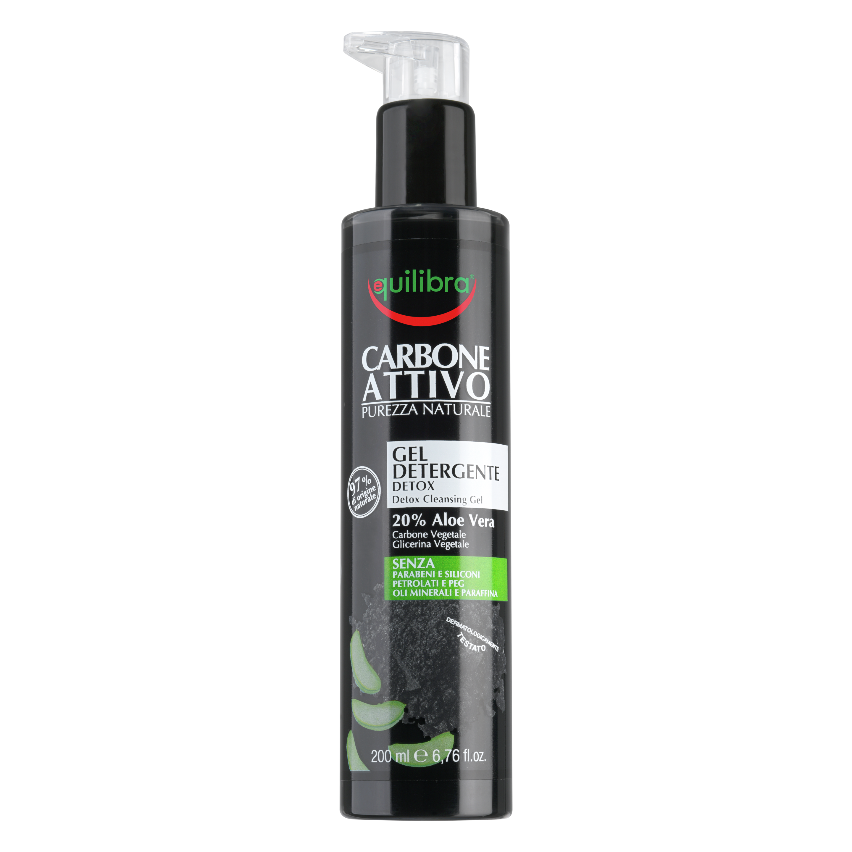 Carbone Attivo Gel Detergente Detox Equilibra<sup>®</sup>  - Flacone con erogatore da 200 ml