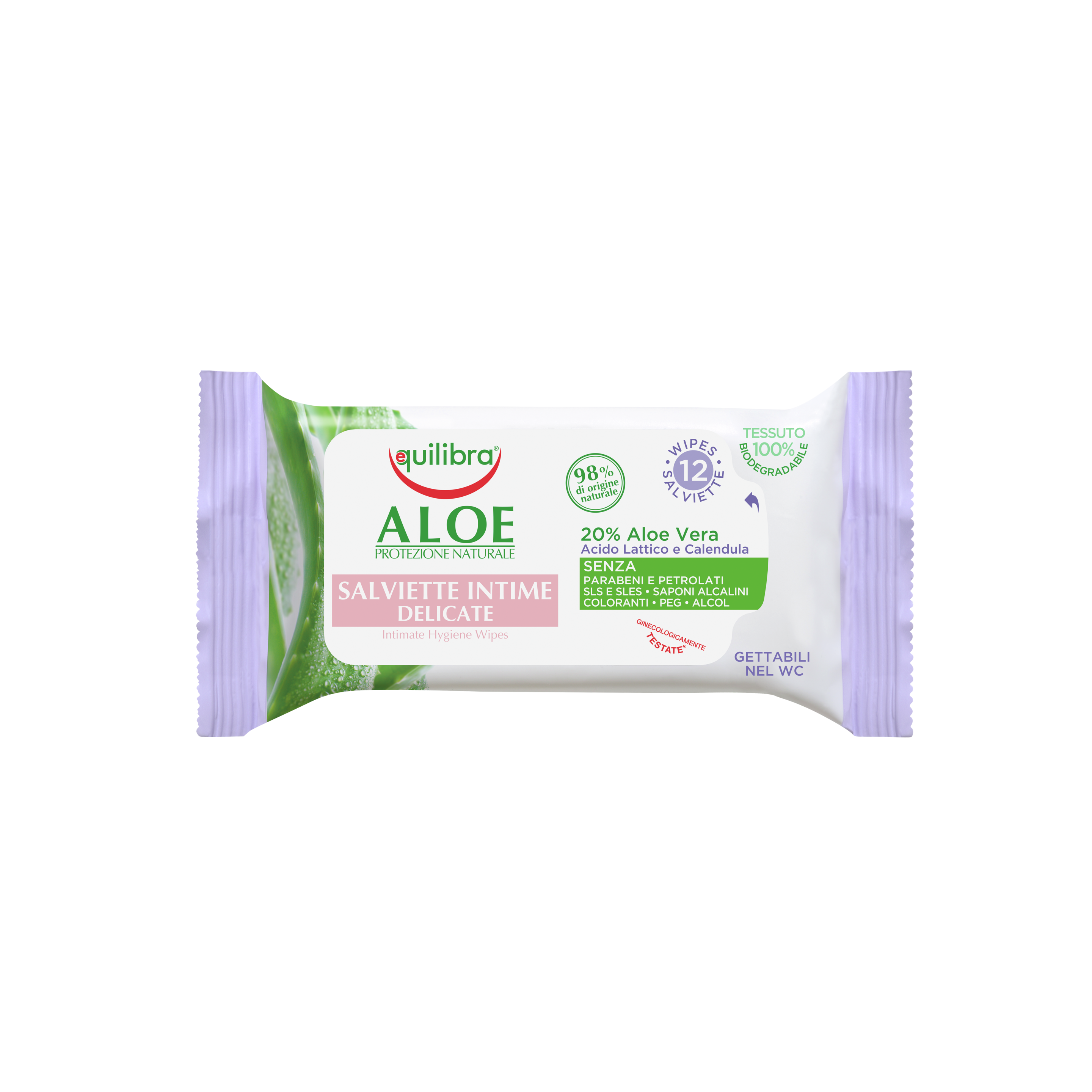Aloe Salviette Intime Equilibra<sup>®</sup>  - Confezione da 12 salviette