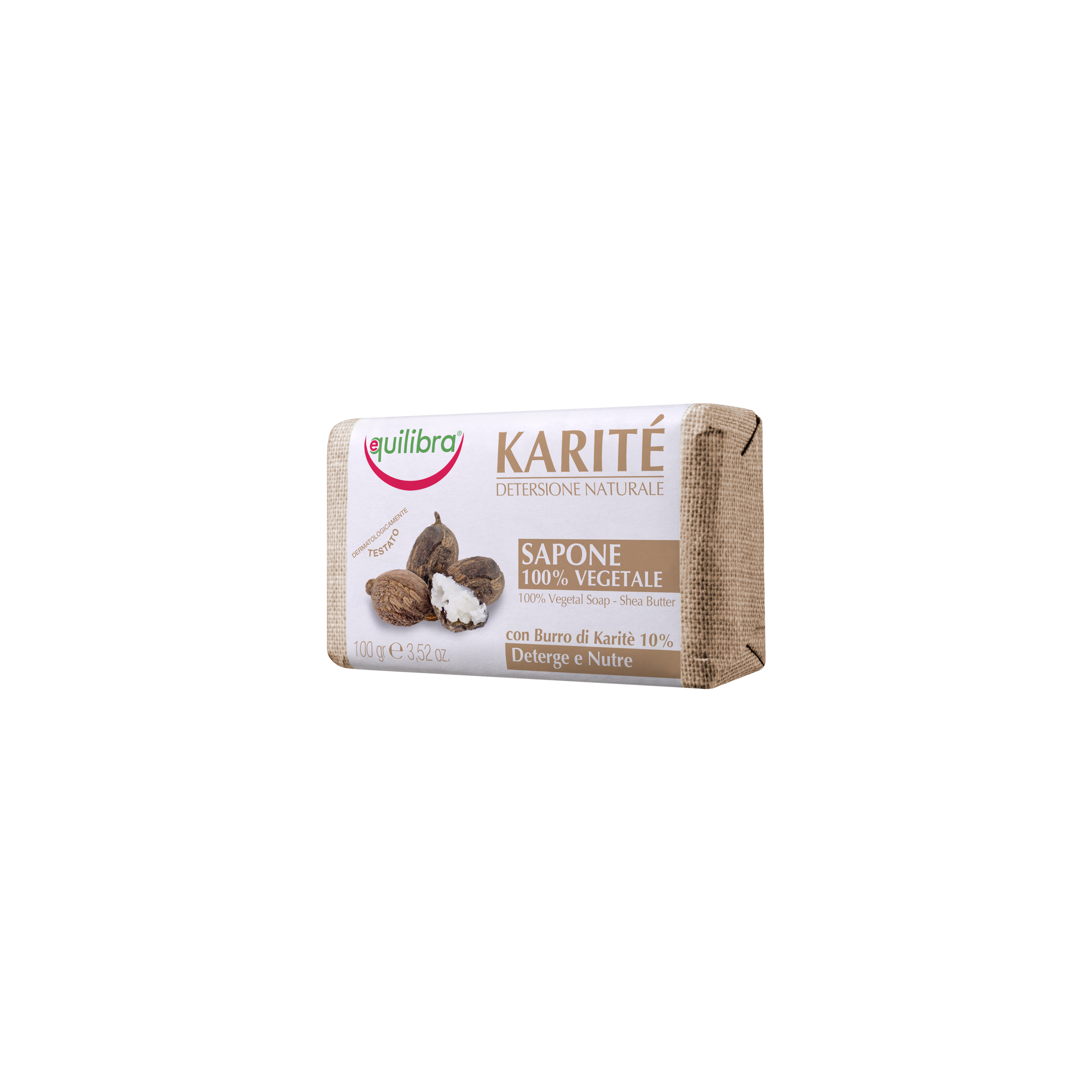 Sapone Naturale Karité Equilibra<sup>®</sup>  - Barretta incartata da 100 gr