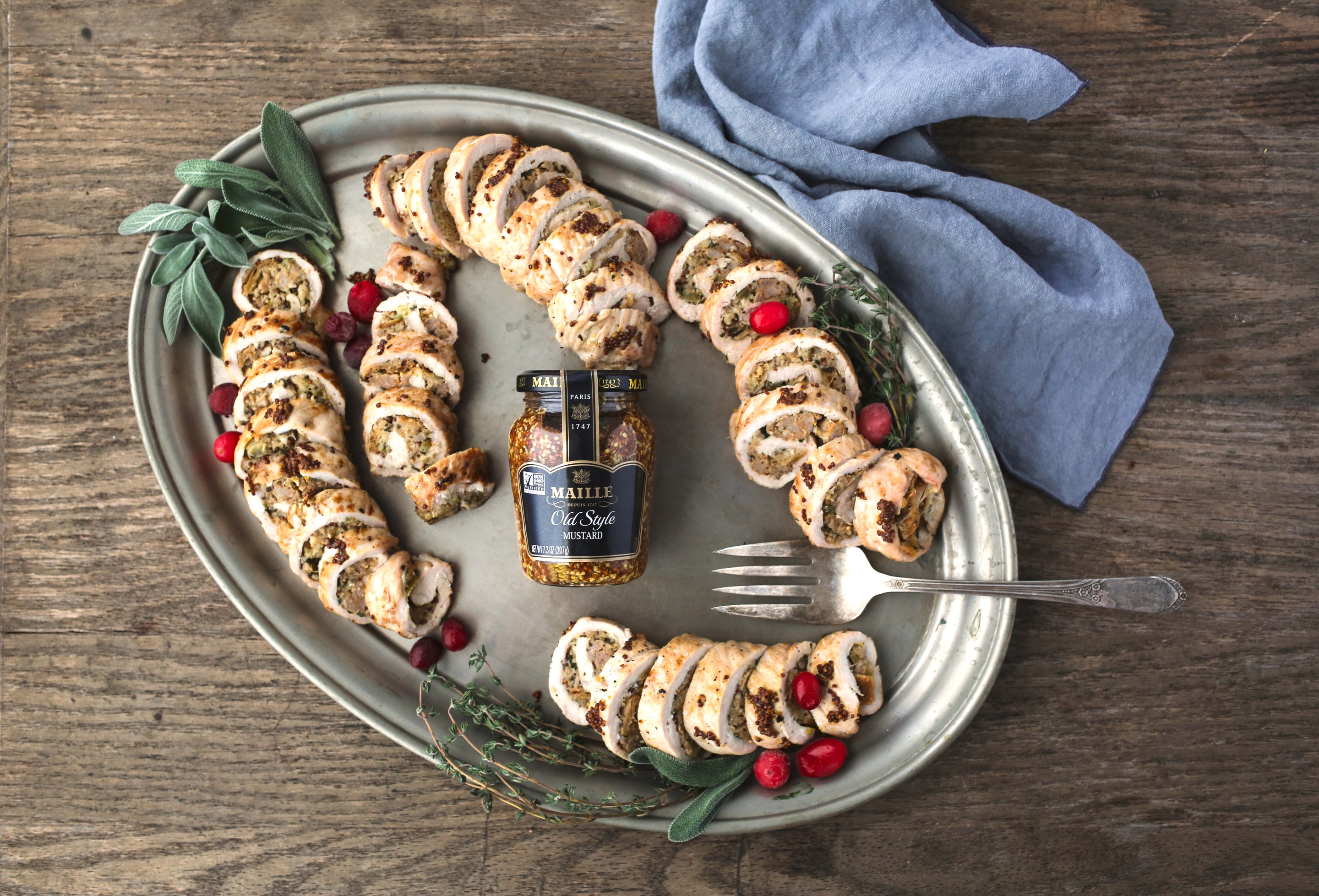 Dijon Crusted Turkey Stuffing Rolls