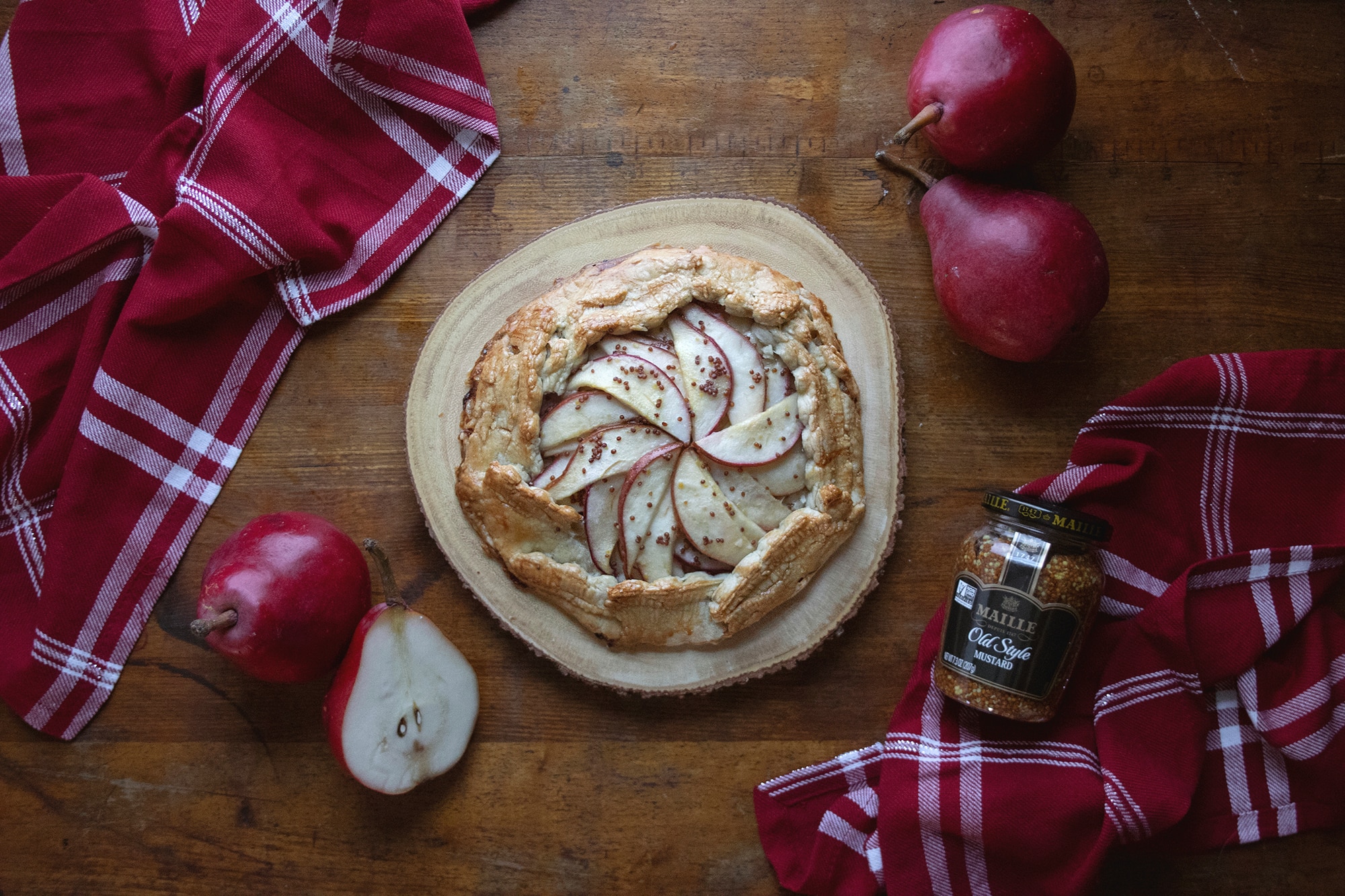 Red Pear, Cheddar and Mustard Galette