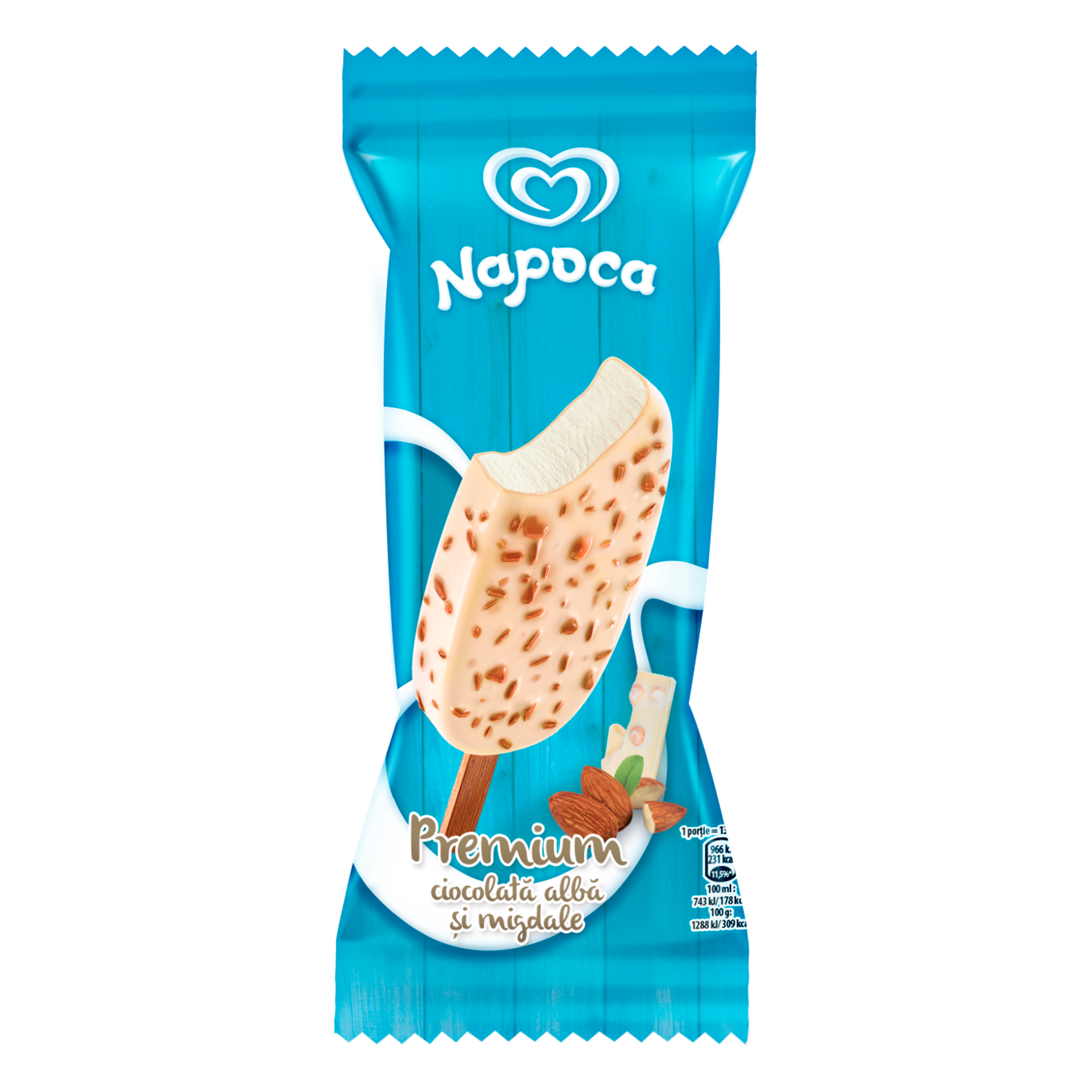 Napoca Premium Ciocolată Albă și Migdale 130ml
