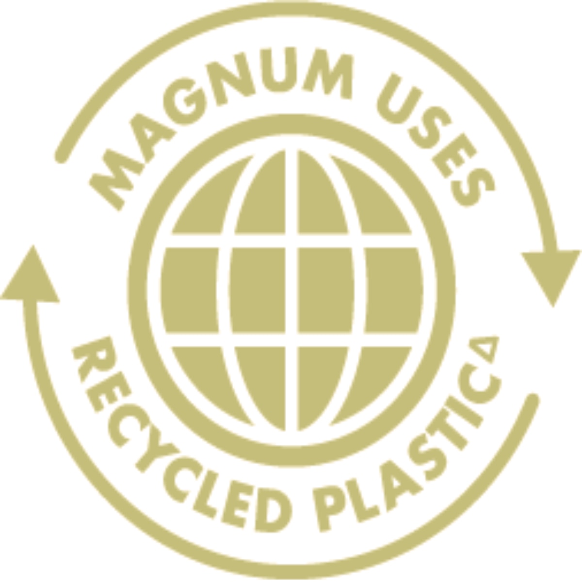 Magnum uses recycled plastic Text