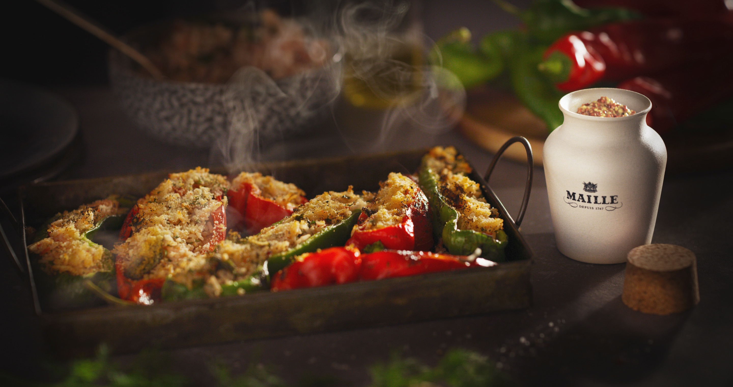 Stuffed roasted horn peppers