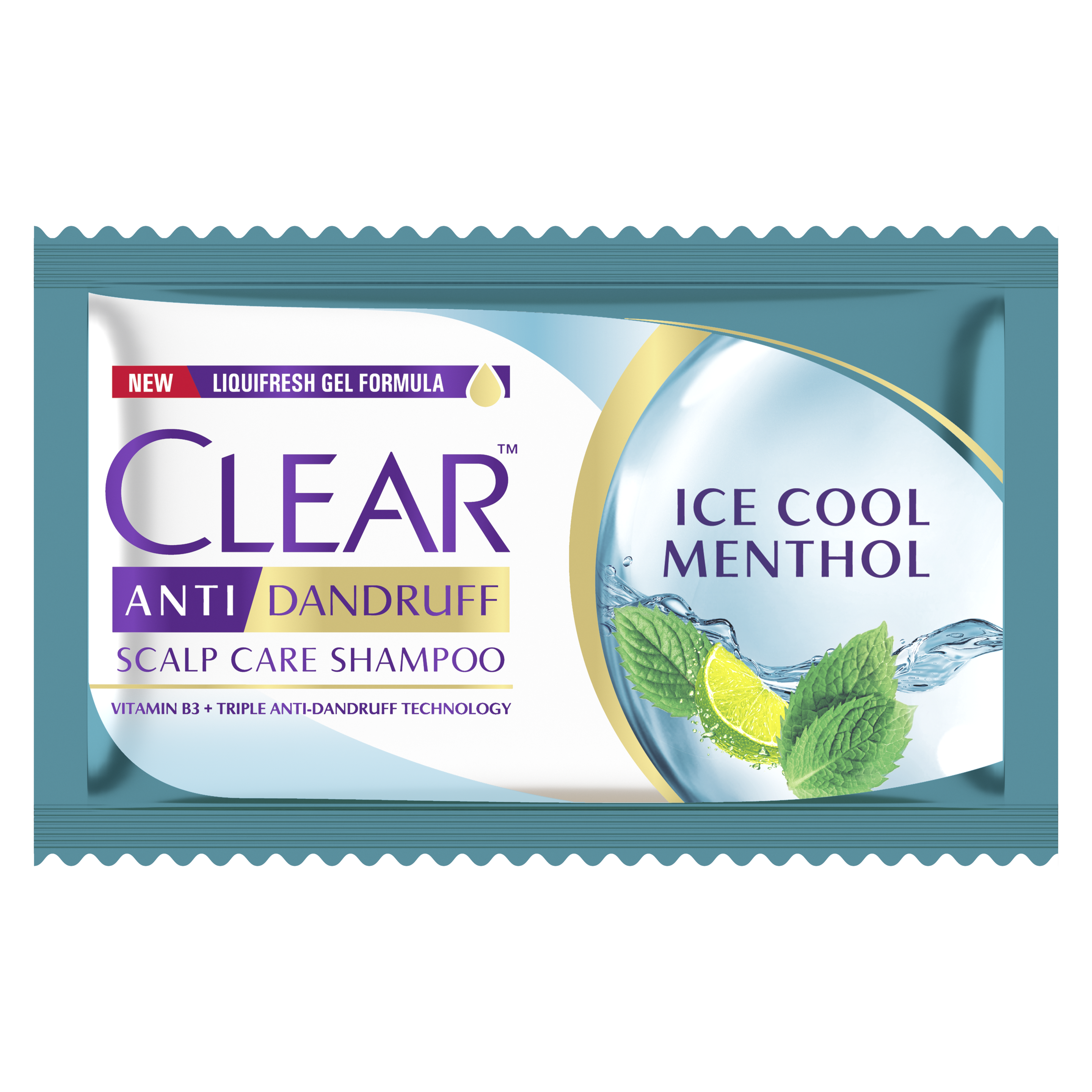 Front of shampoo pack Ice Cool Menthol Anti dandruff Shampoo 10ml Text