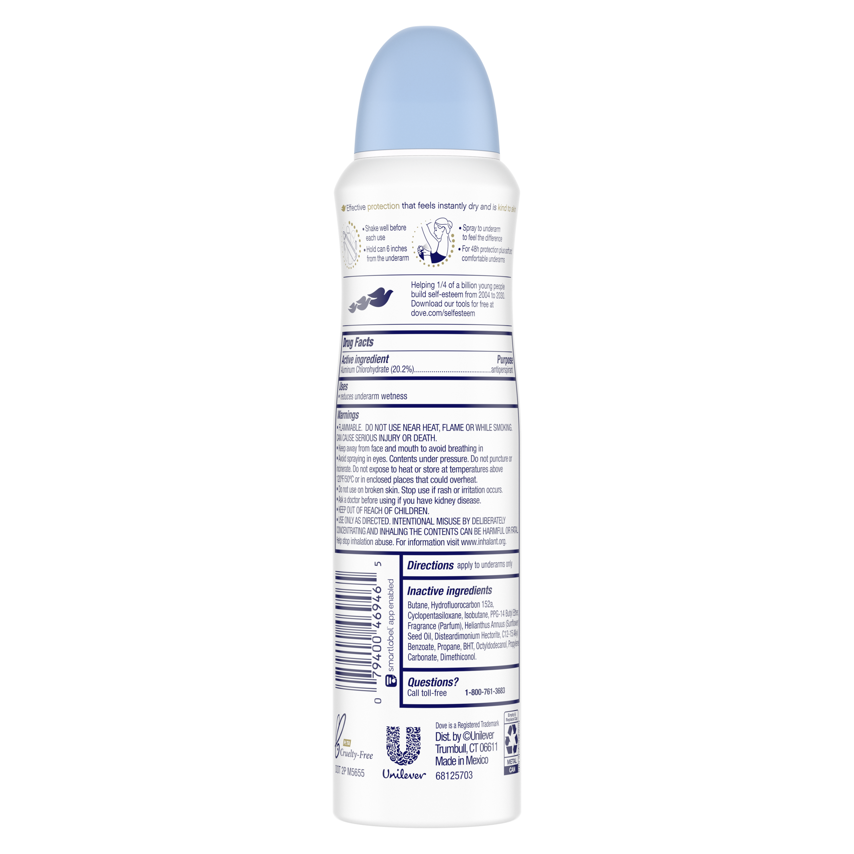 Dove Dry Spray Antiperspirant Deodorant Clear Minerals 3.8oz