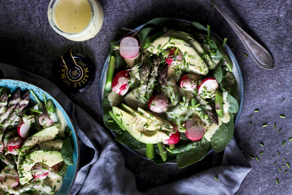 Asparagus Radish Salad with Honey-Mustard Dressing