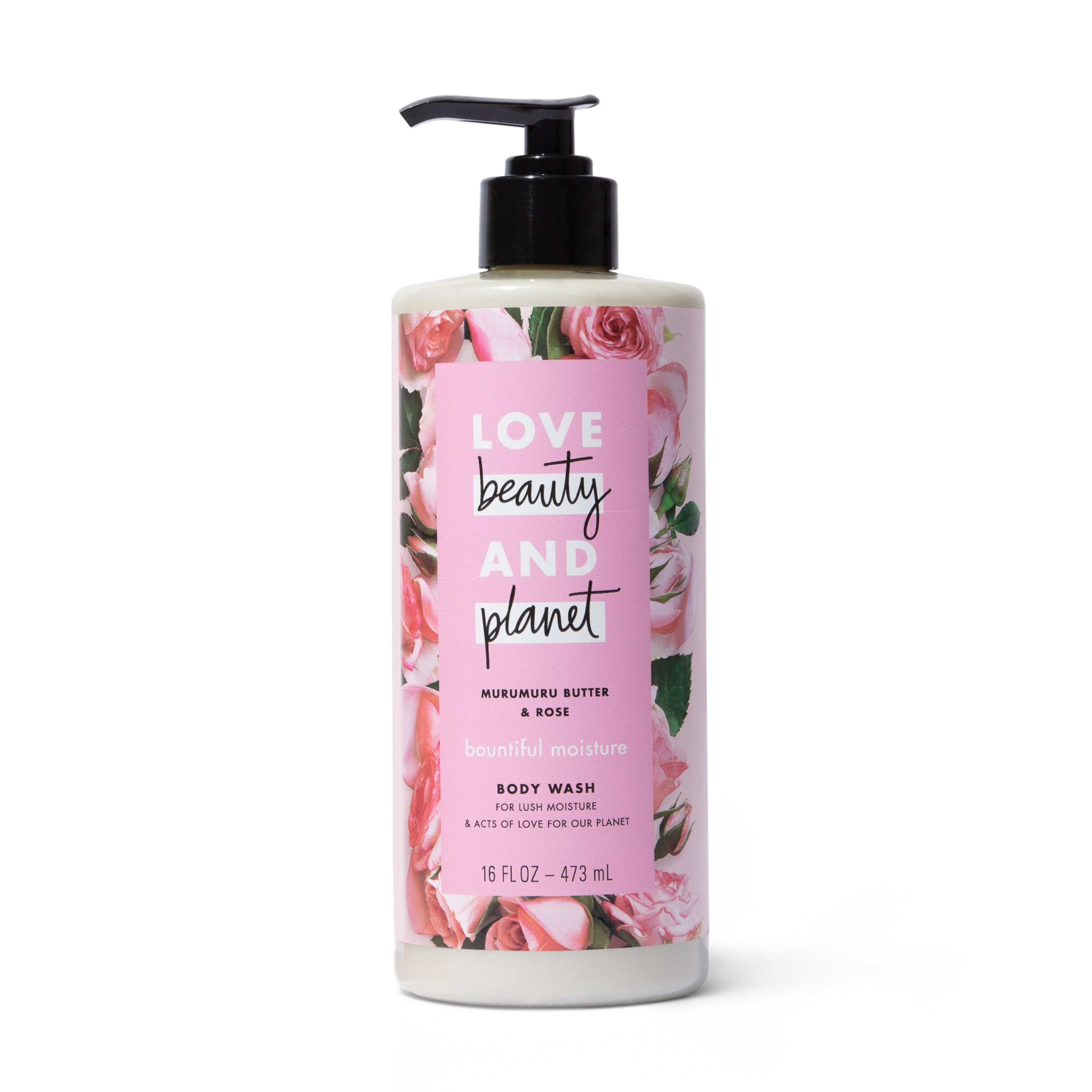 Front of body wash pack Love Beauty Planet Murumuru Butter & Rose Body Wash Bountiful Moisutre 16oz with Top Icon icon