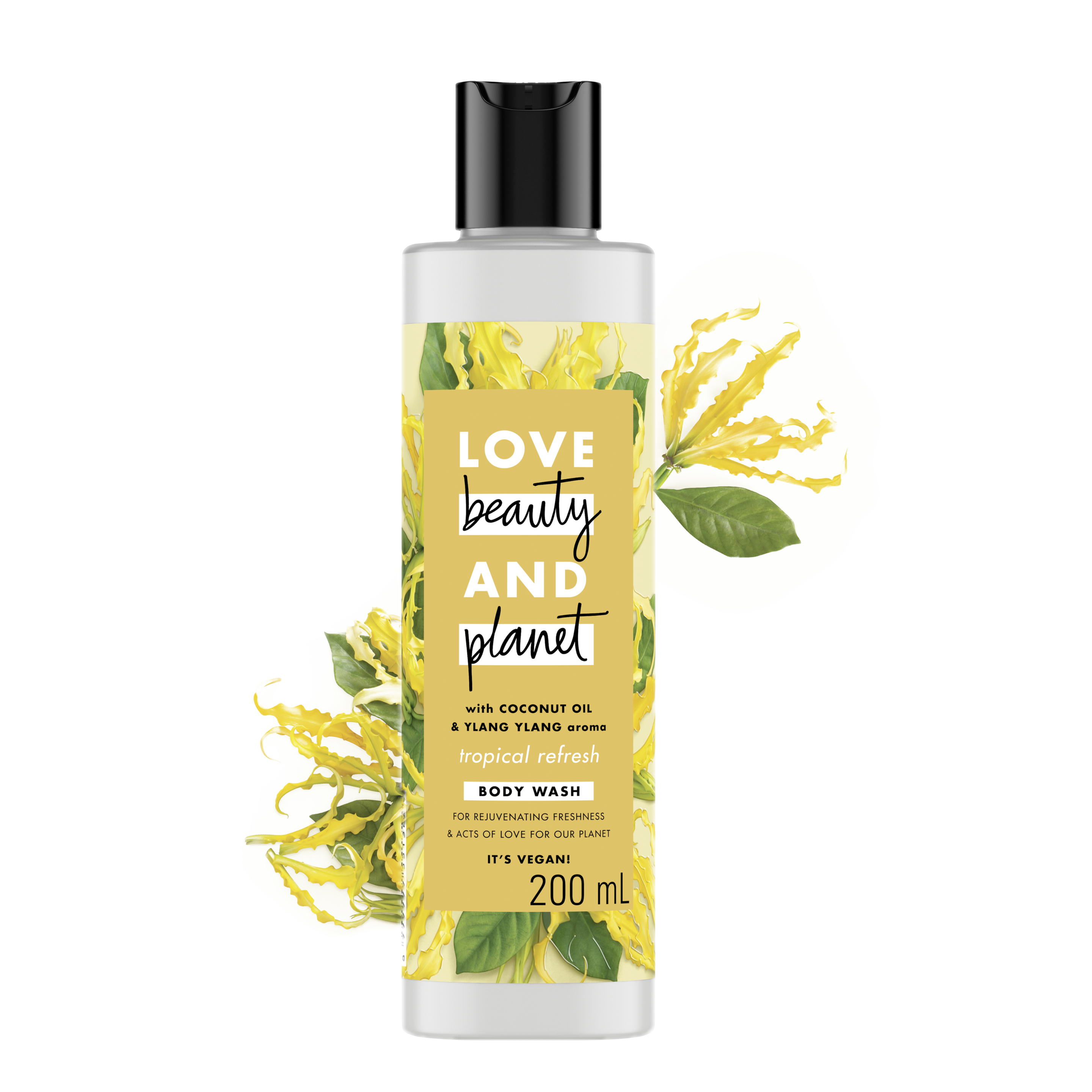 Tampak depan kemasan Love Beauty and Planet  Coconut Oil & Ylang Ylang Body Wash ukuran 200 ml