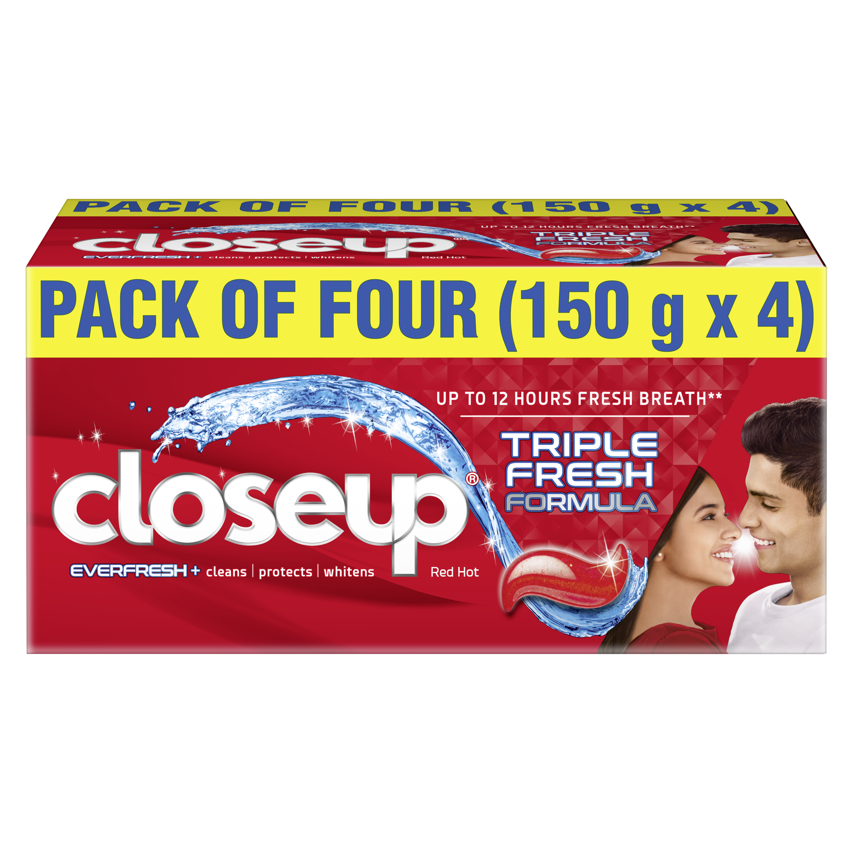 Closeup Triple Fresh Formula Anti-Germ Gel Toothpaste Red Hot 600g front of pack