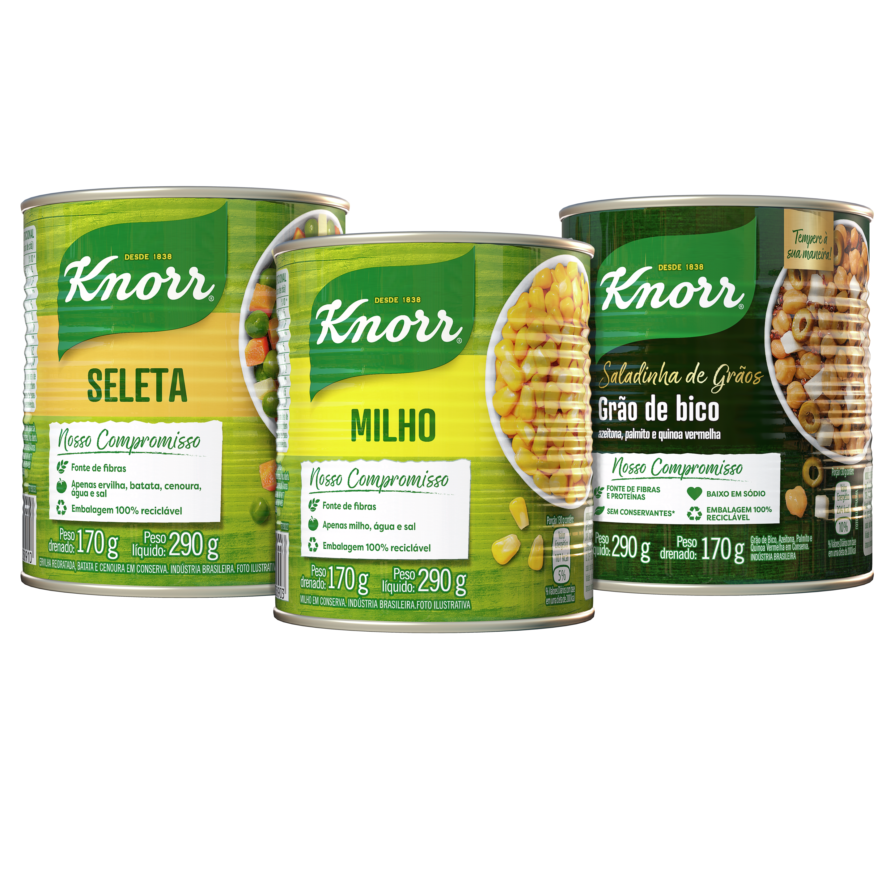 latas de vegetais Knorr em conserva