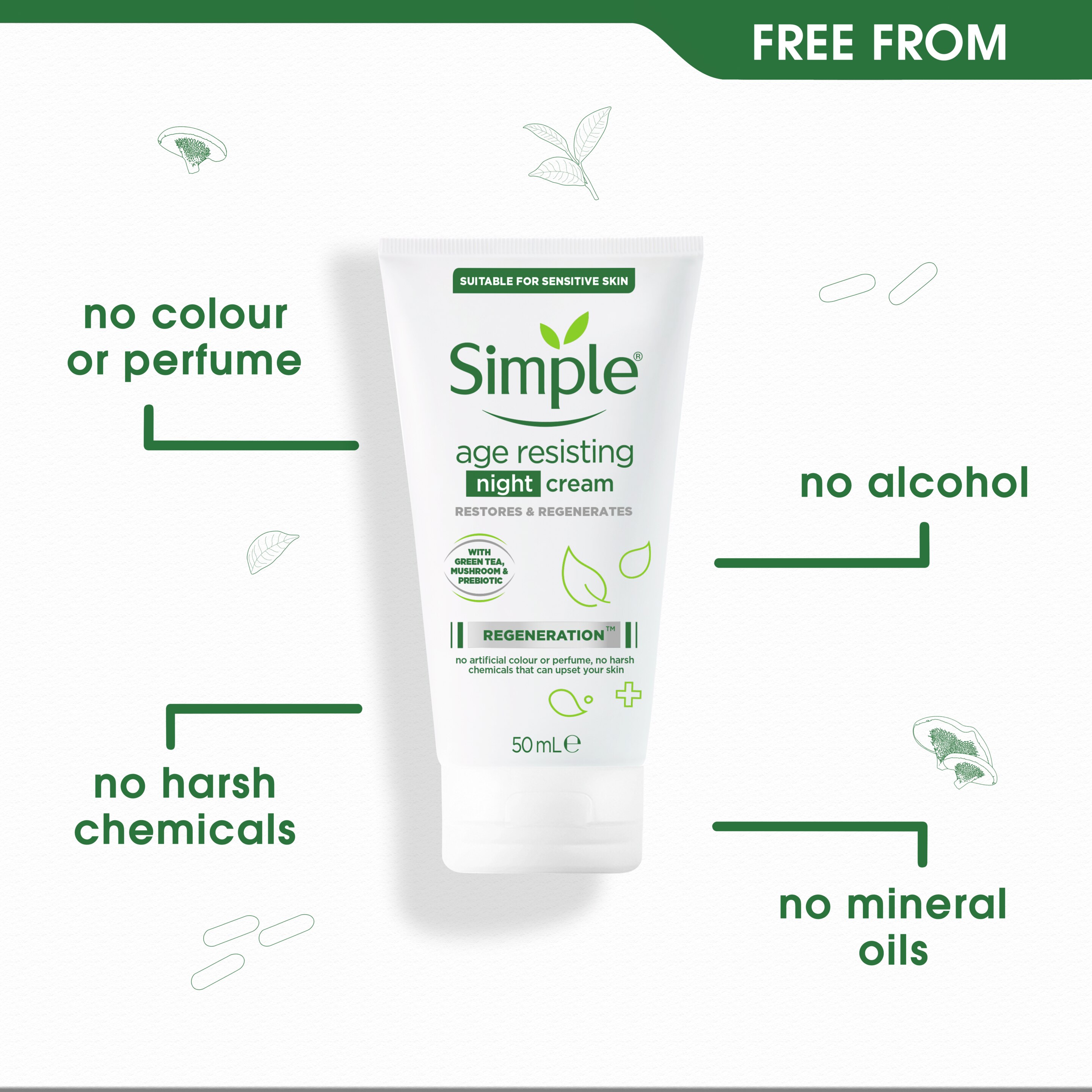 Simple Age Resisting Night cream contains no perfume
