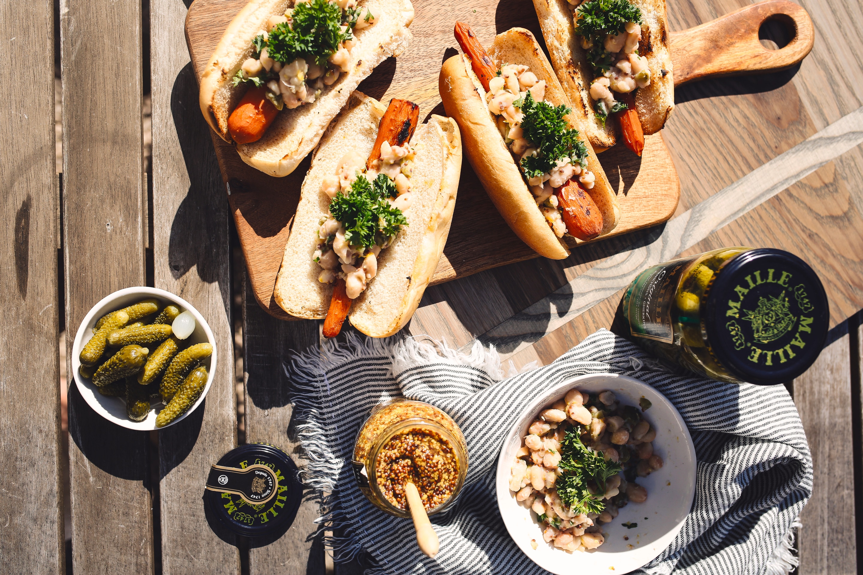 Carrot Dogs with White Bean Relish