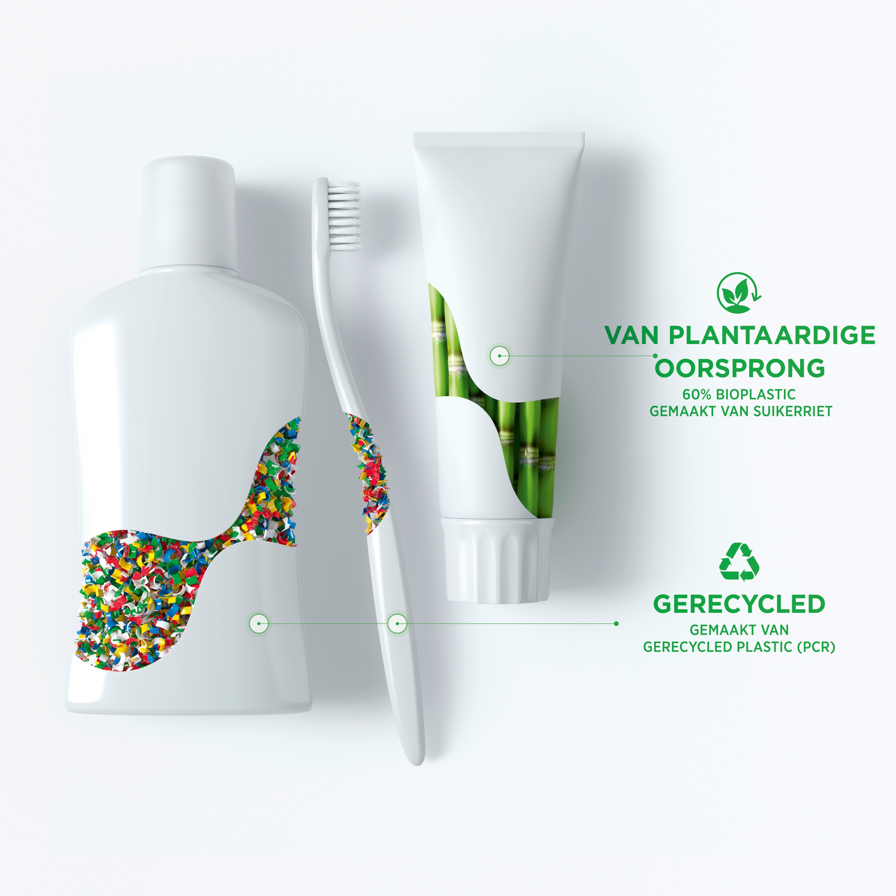 Zendium vermindert afval gerecycled karton en gerecycled plastic