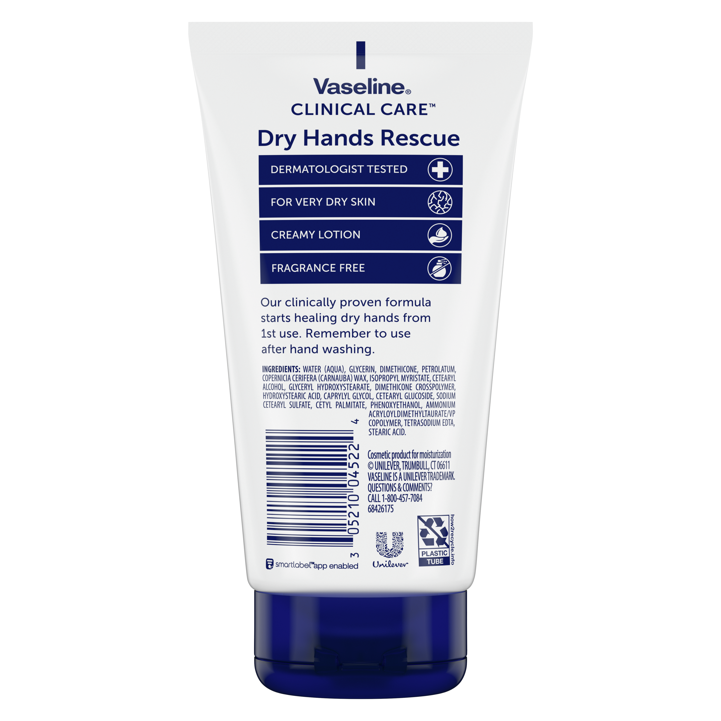 Vaseline® Clinical Care™ Dry Hands Rescue back of pack