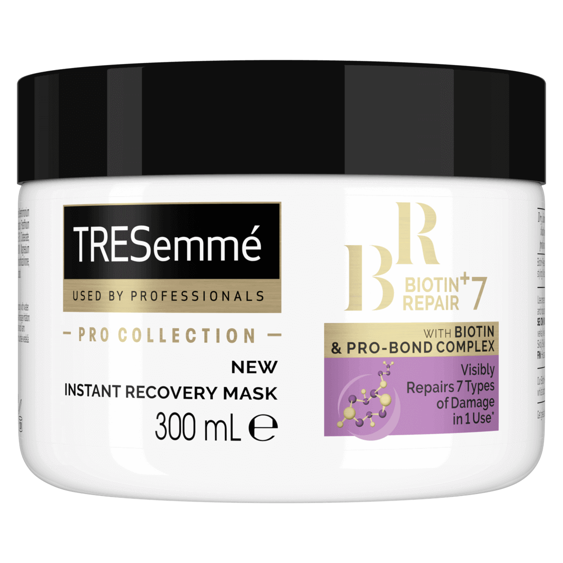 A 300ml bottle of TRESemmé Biotin + Repair 7 Mask front of pack