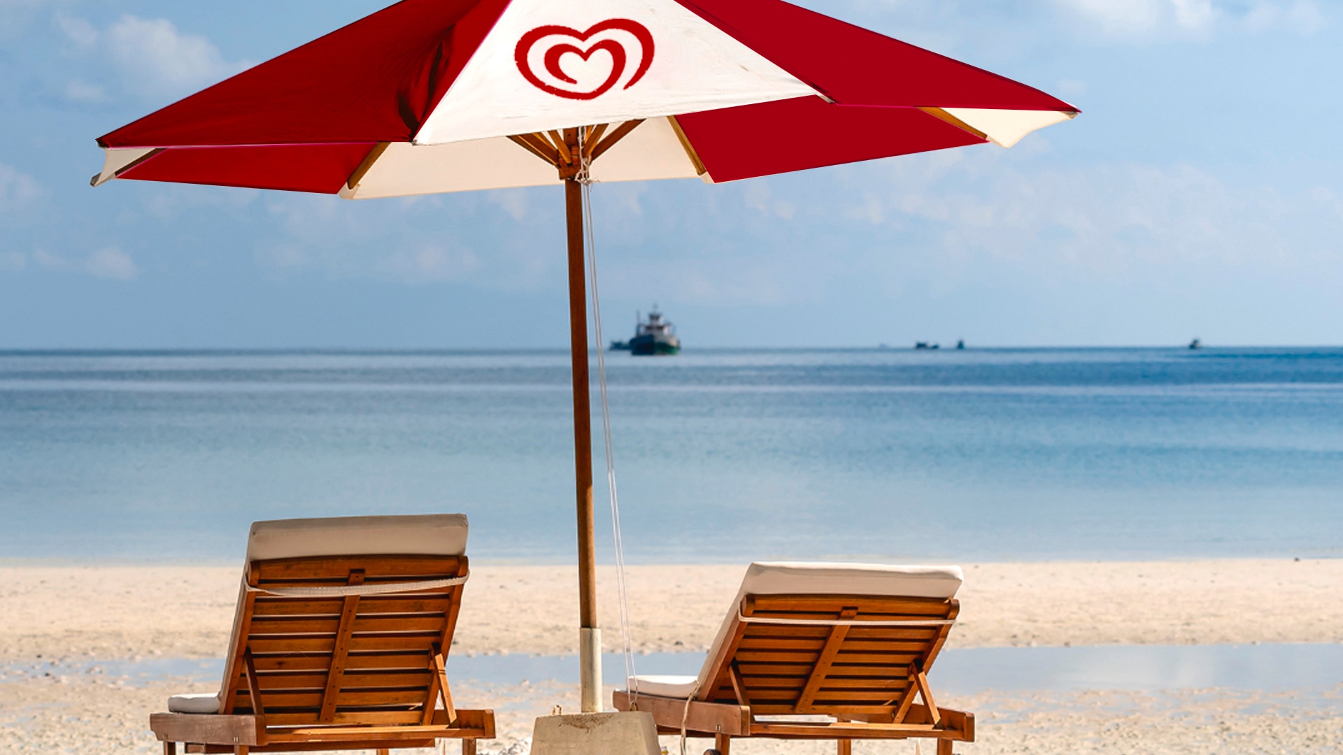 heart umbrella on beach