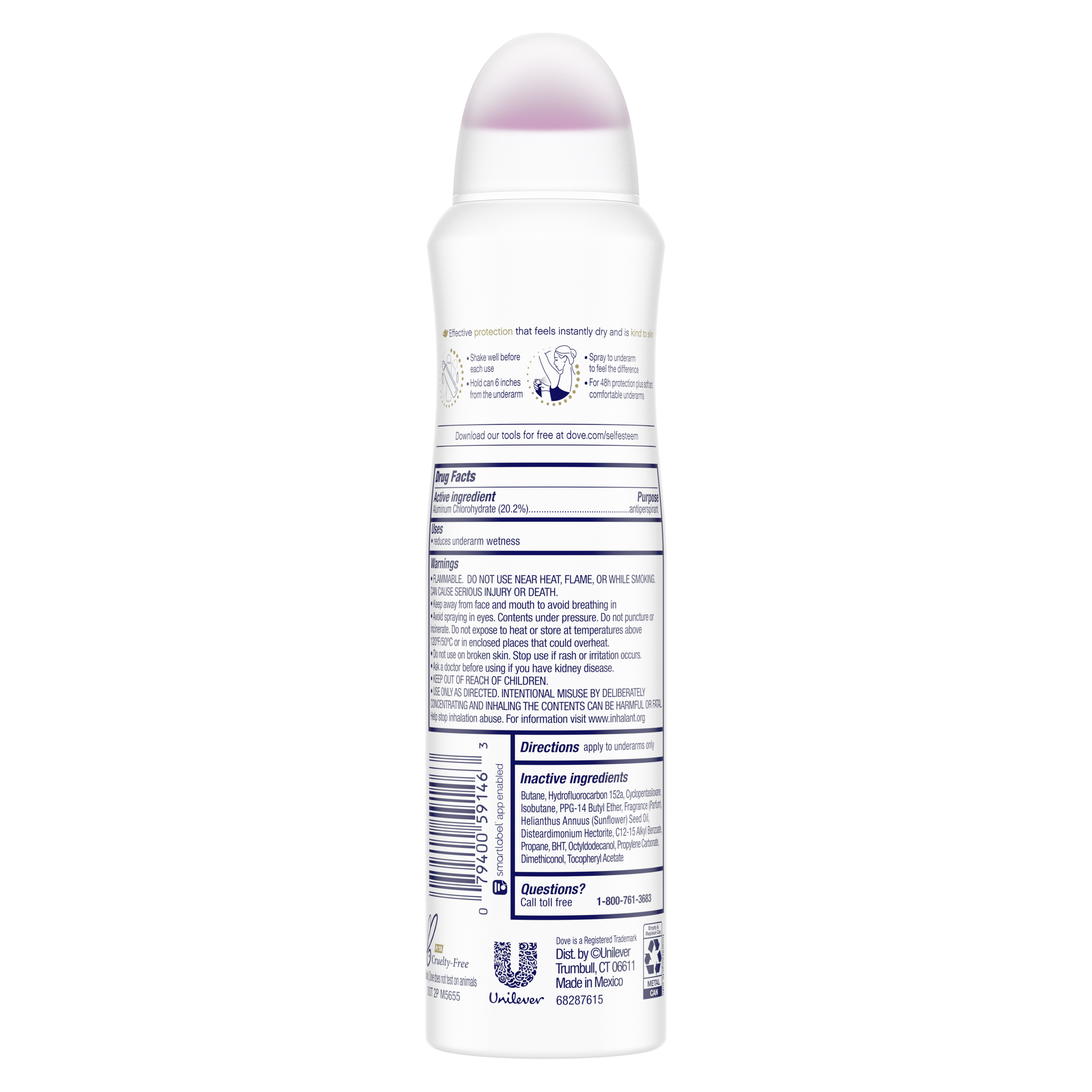 Dove Invisible Dry Spray Clear Finish Antiperspirant 3.8 oz