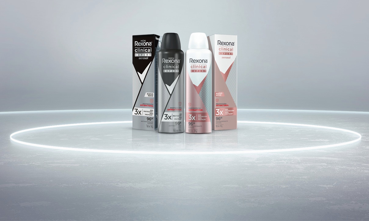 Una imagen de desodorante Rexona que brinda la máxima protección frente al sudor