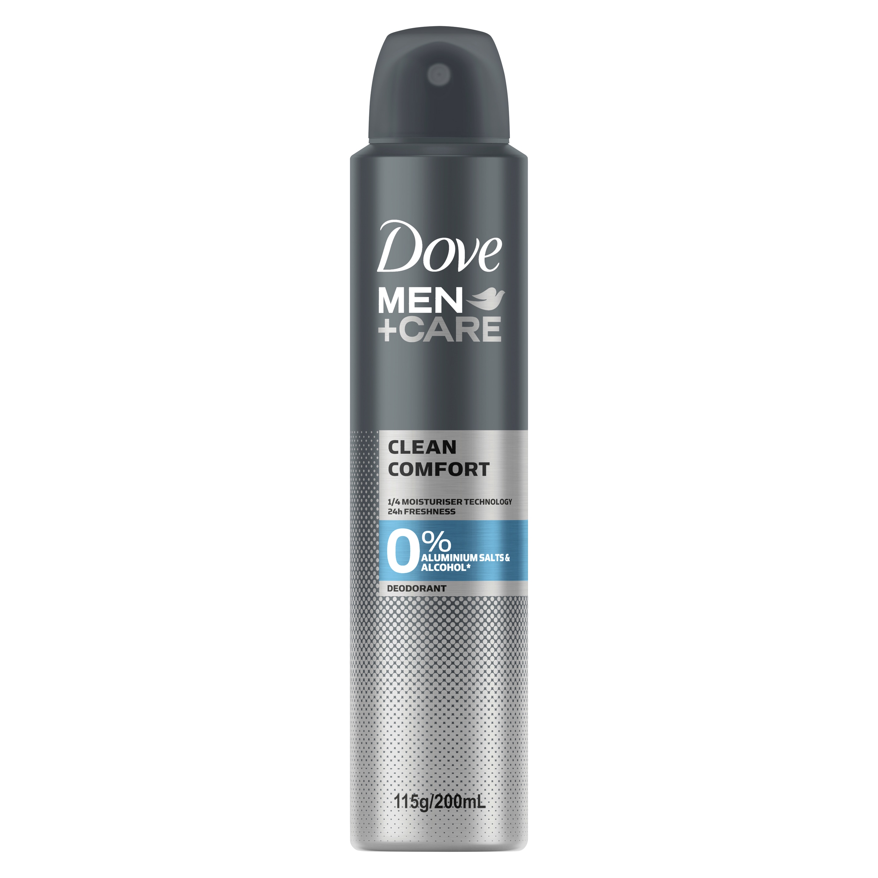 Dove Men+Care 0% Aluminium Aerosol Deodorant Clean Comfort 200mL Text