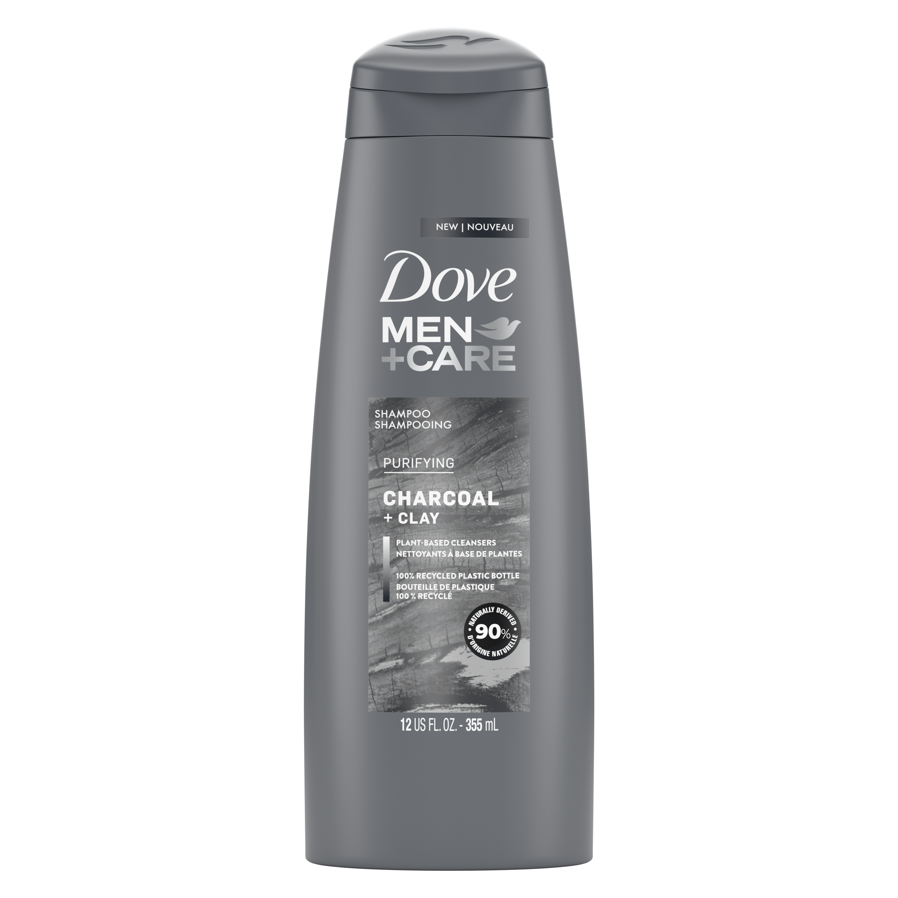 Étiquette de front du shampooing purifiant Dove Men+Care Elements Charcoal 12 oz