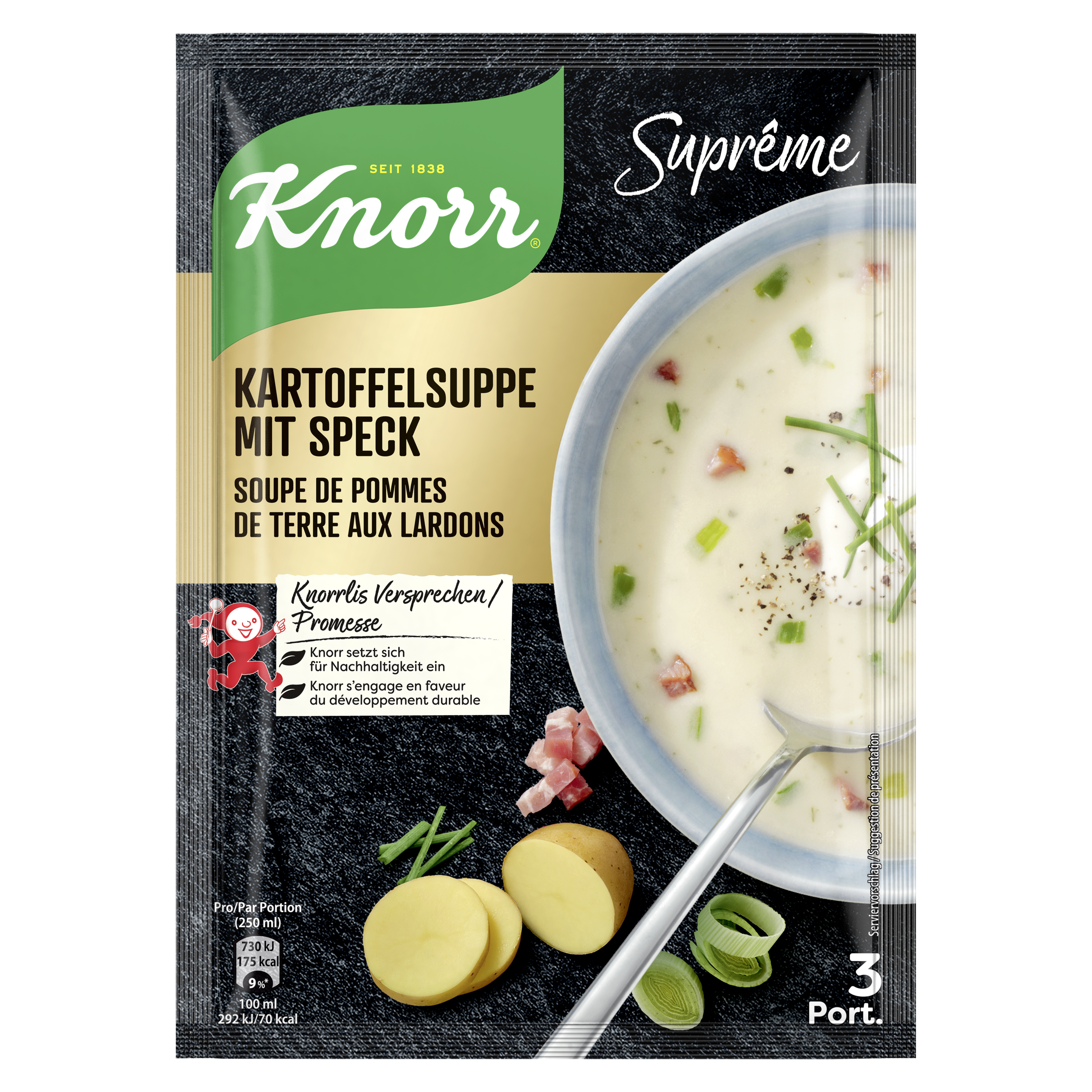 KNORR Suprême Soupe de pommes de terre au lardons sachet 3 portions
