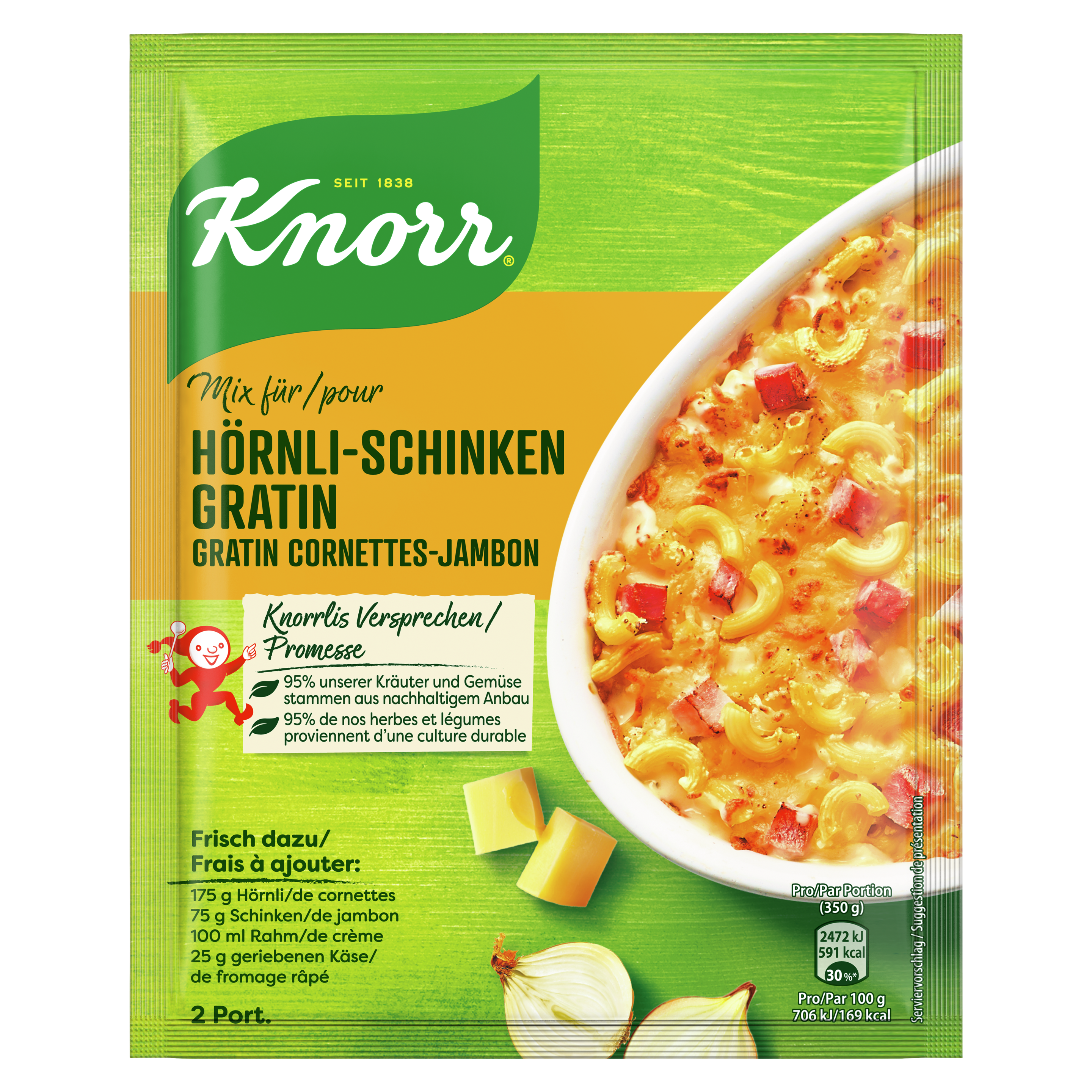 KNORR Mix für Hörnli-Schinken Gratin Beutel 2 Portionen