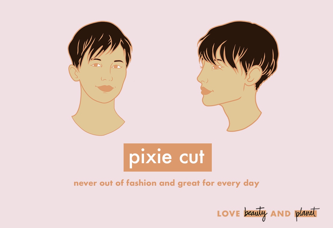 short hair pixie cut step-by-step illustration