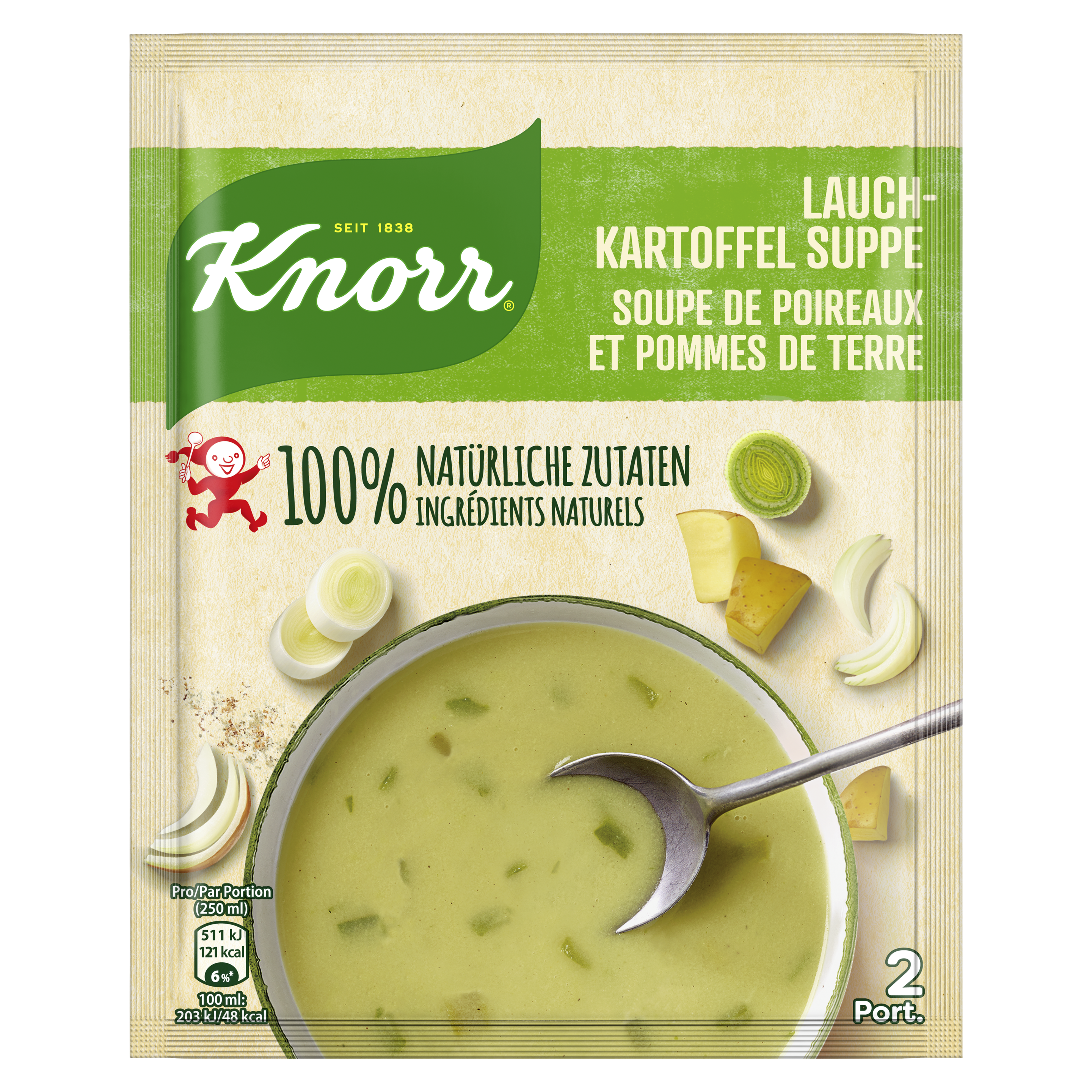 KNORR 100% natürliche Zutaten Lauch-Kartoffel Suppe Beutel 2 Portionen