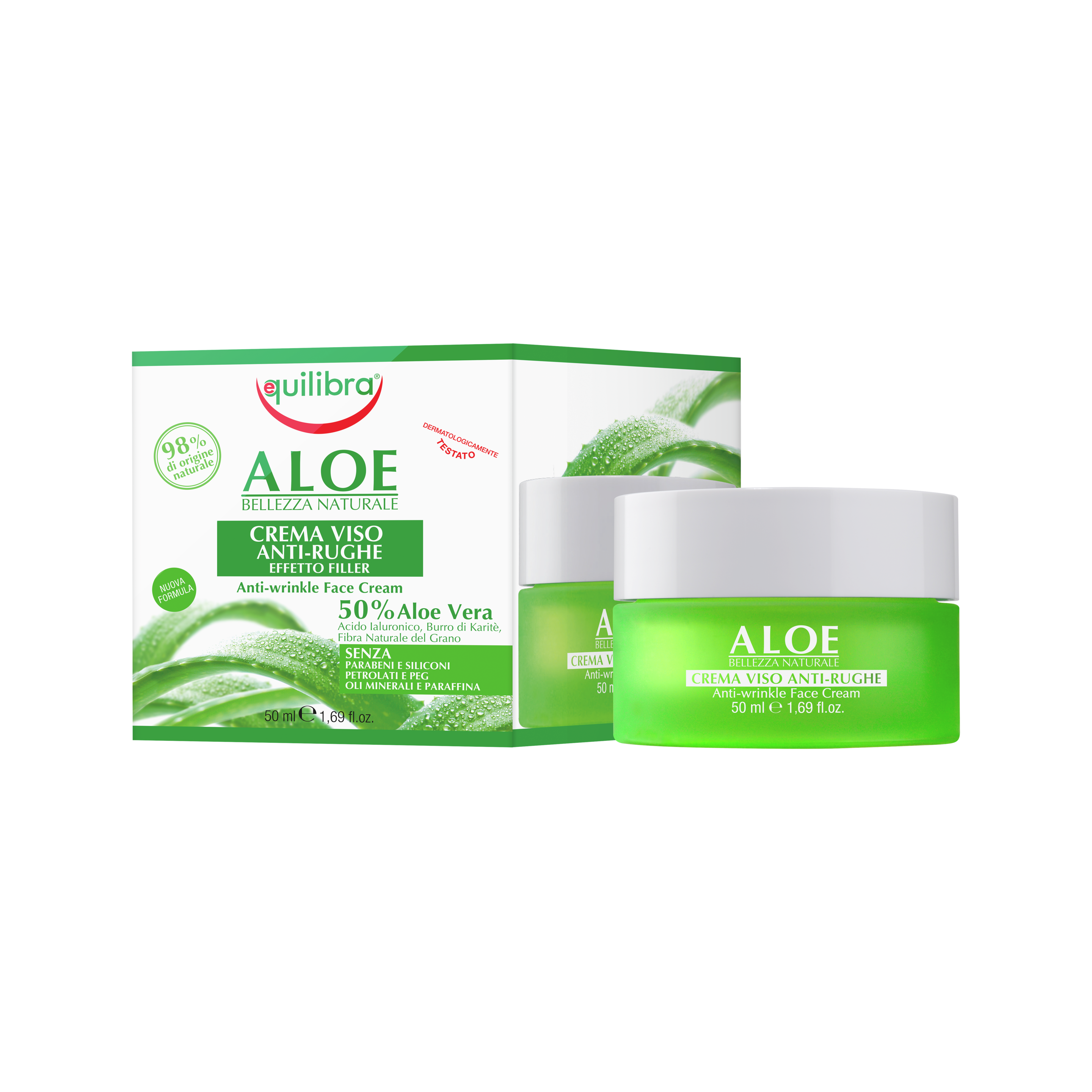Aloe Crema Viso Anti- Rughe Equilibra<sup>®</sup>  - Vaso da 50ml astucciato