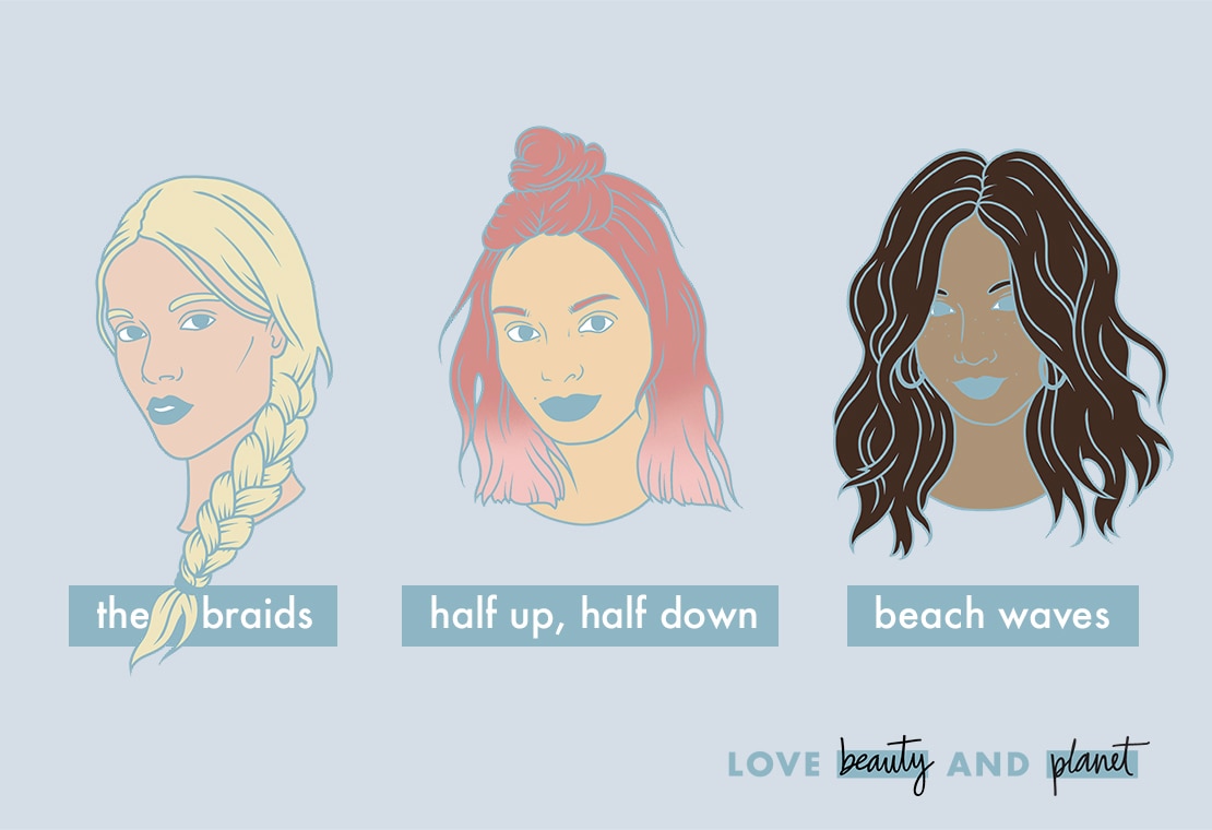 vacation hairstyle step-by-step illustrations
