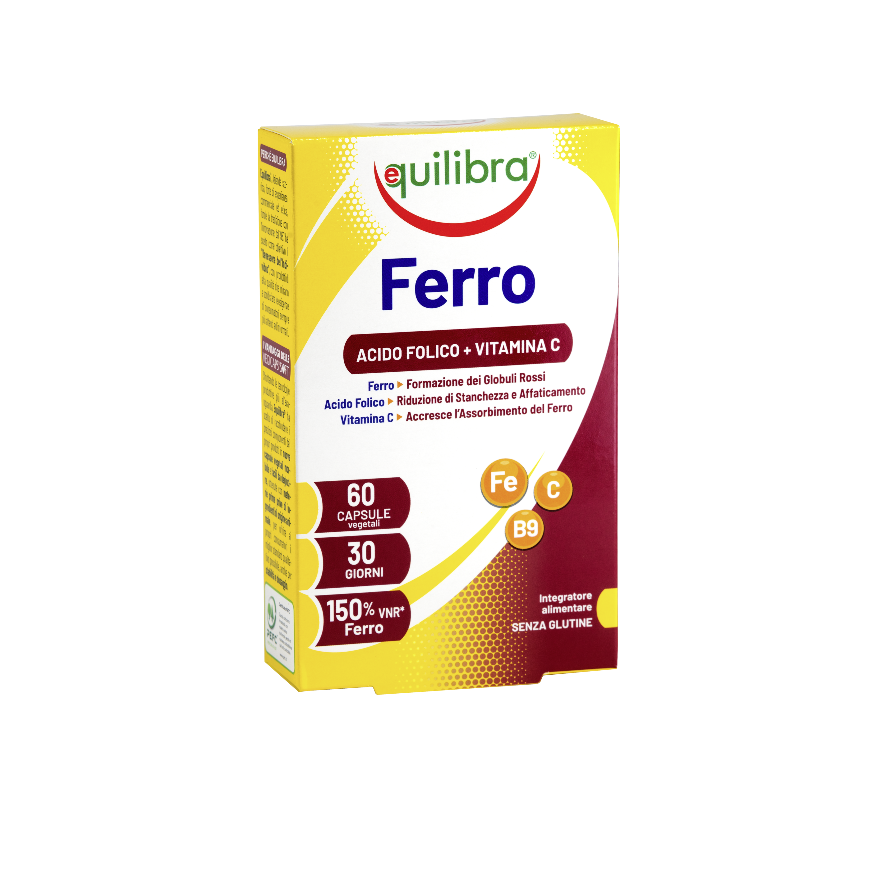 Ferro Con Vitamina C + Acido Folico Equilibra<sup>®</sup>  - 60 capsule vegetali - 26 g