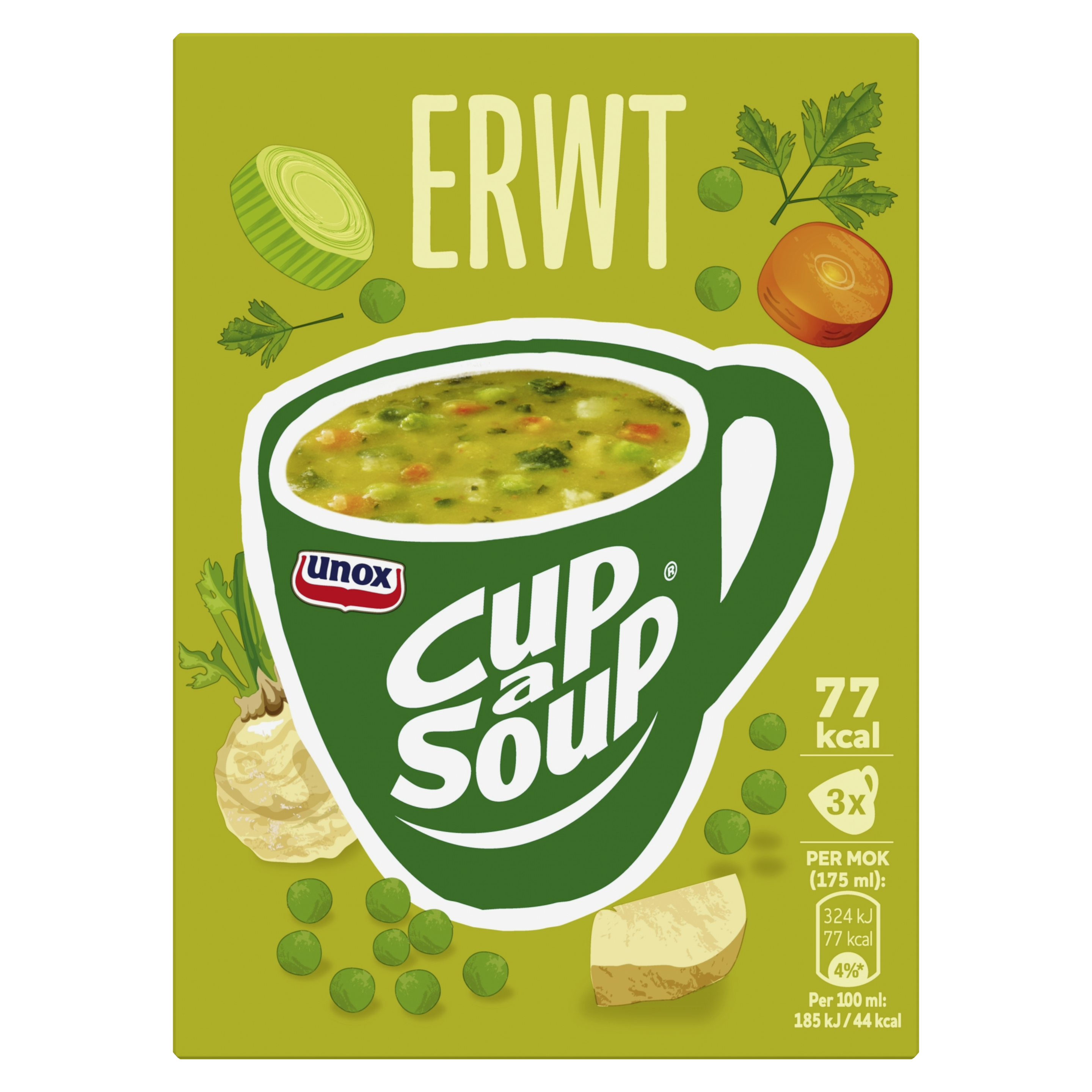 Unox  Cup-a-Soup Erwt 3 x 175 ml